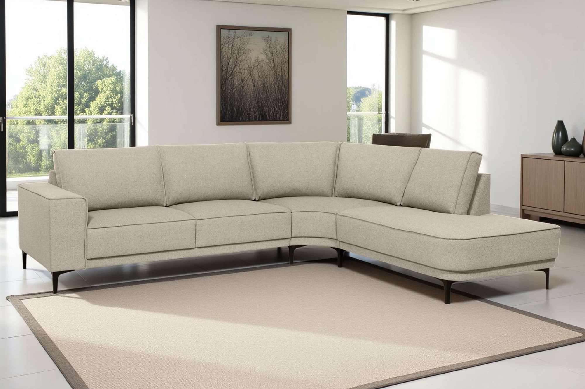 Places of Style Ecksofa »Casina«, mit abgerundeter Ottomane, in einem weichen Chenille-Stoff