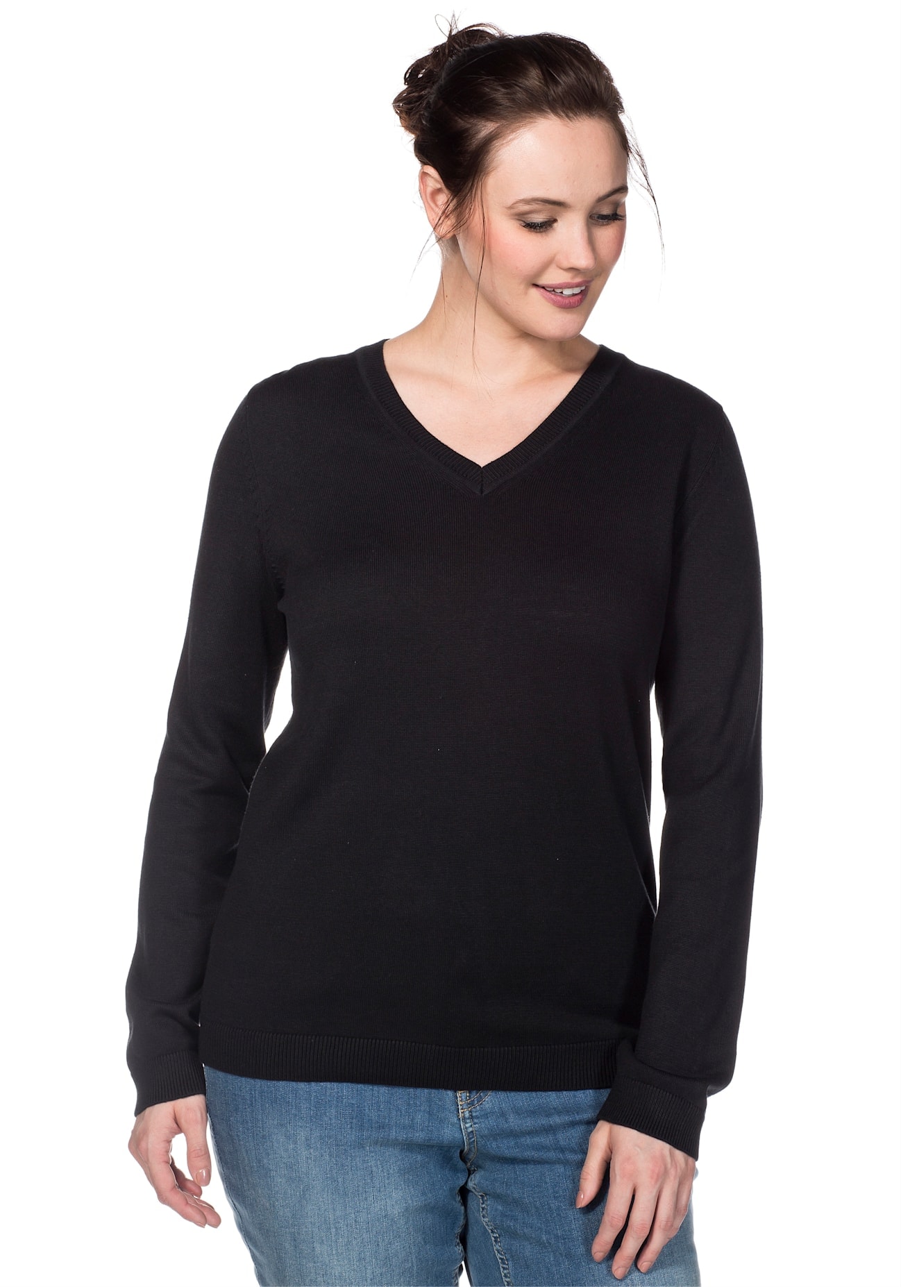 Sheego Strickpullover "V-Ausschnitt-Pullover"