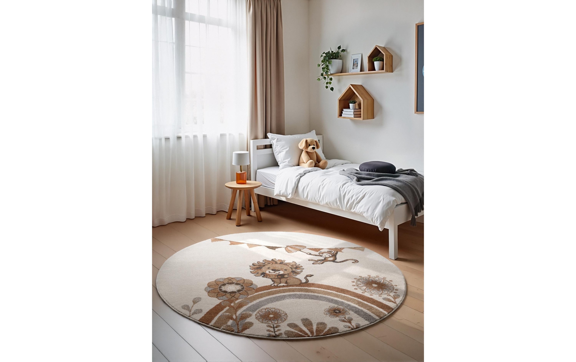 Villeroy & Boch Kinderteppich »Roar like a Lion Teppich« rund 9 mm Höhe Spielteppich weich, Kinderzimmer, Boho Kids Spielunterlage, Tieremotiv