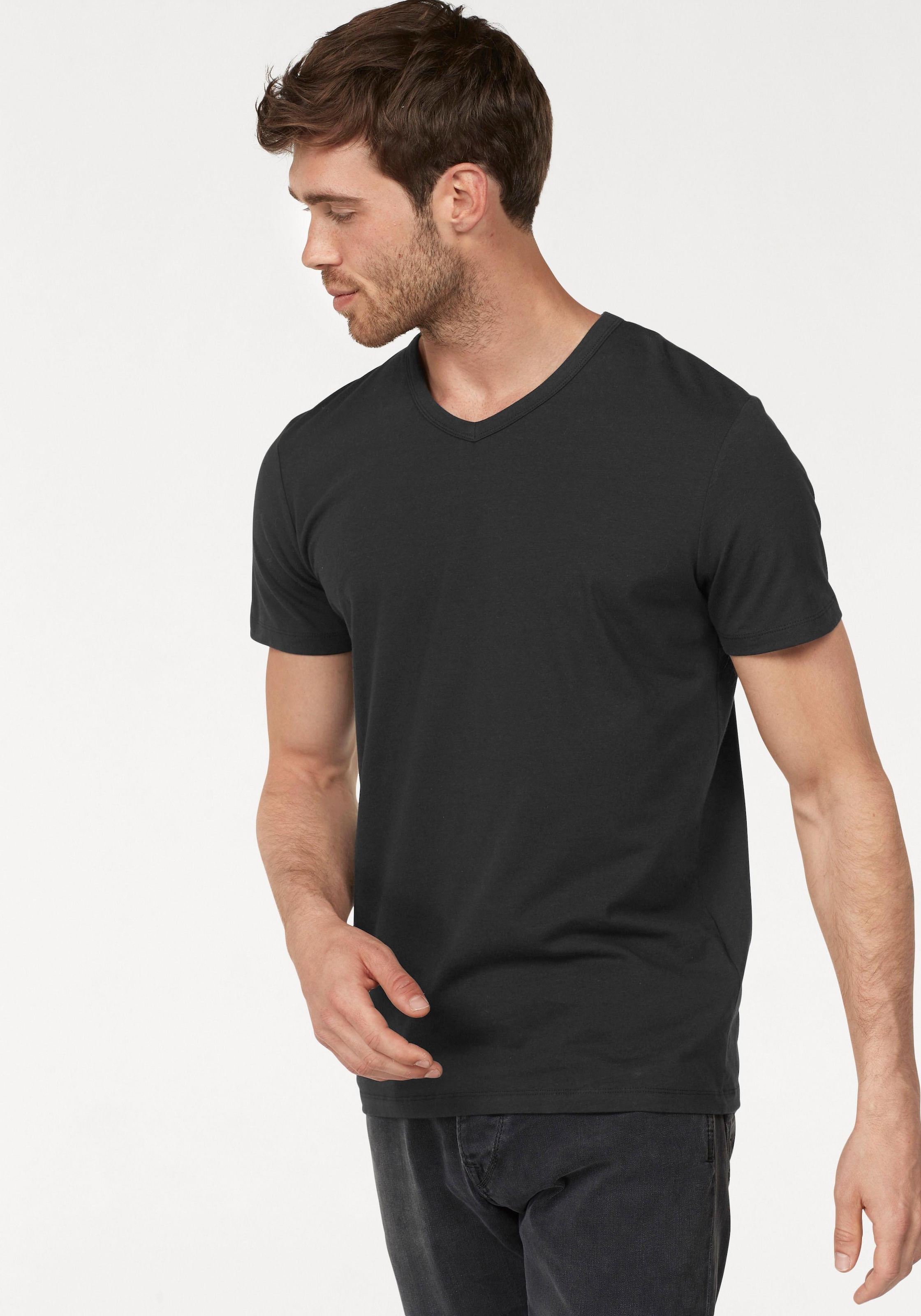 Jack & Jones T-Shirt »SLIM- FIT BASIC TEE V-NECK«, mit V-Ausschnitt