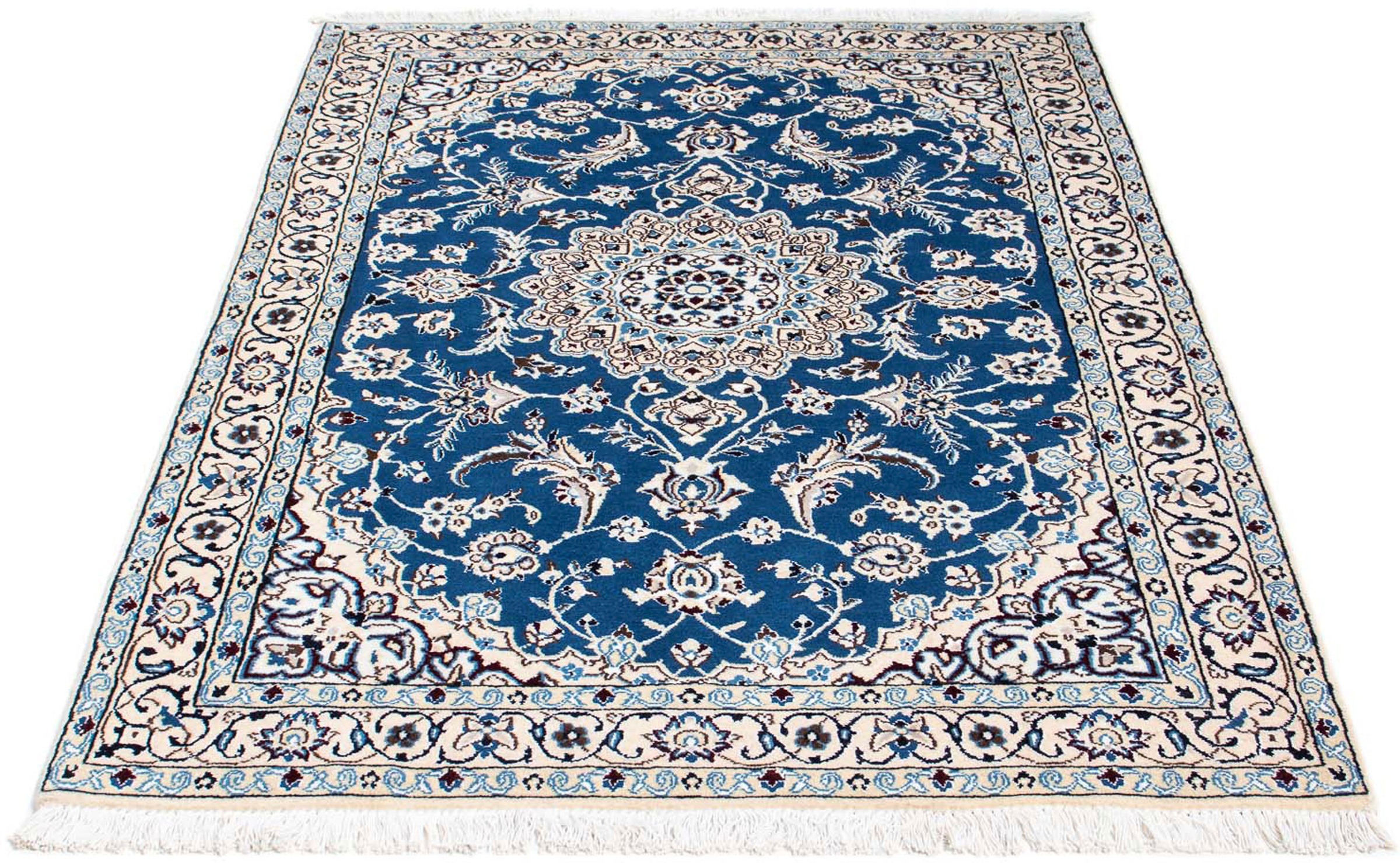 Image of morgenland Orientteppich »Perser - Nain - Royal - 166 x 110 cm - blau«, rechteckig, 10 mm Höhe, Wohnzimmer, Handgeknüpft, Einzelstück mit Zertifikat bei Ackermann Versand Schweiz