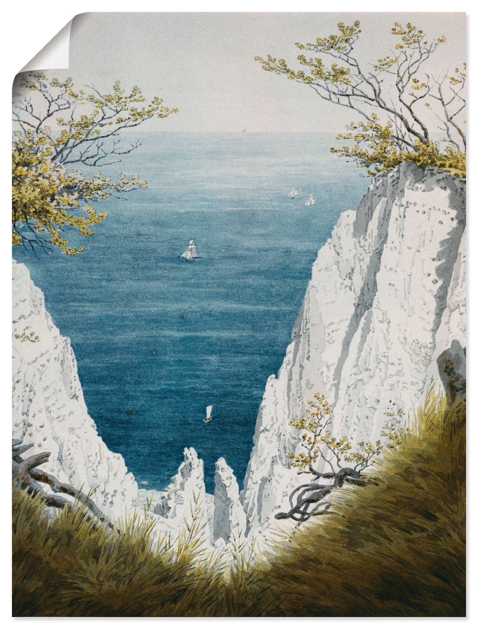 Image of Artland Wandbild "Kreidefelsen auf Rügen, um 1826" Gewässer 1 Stk. tlg. als Leinwandbild, Poster in verschied. Grössen
