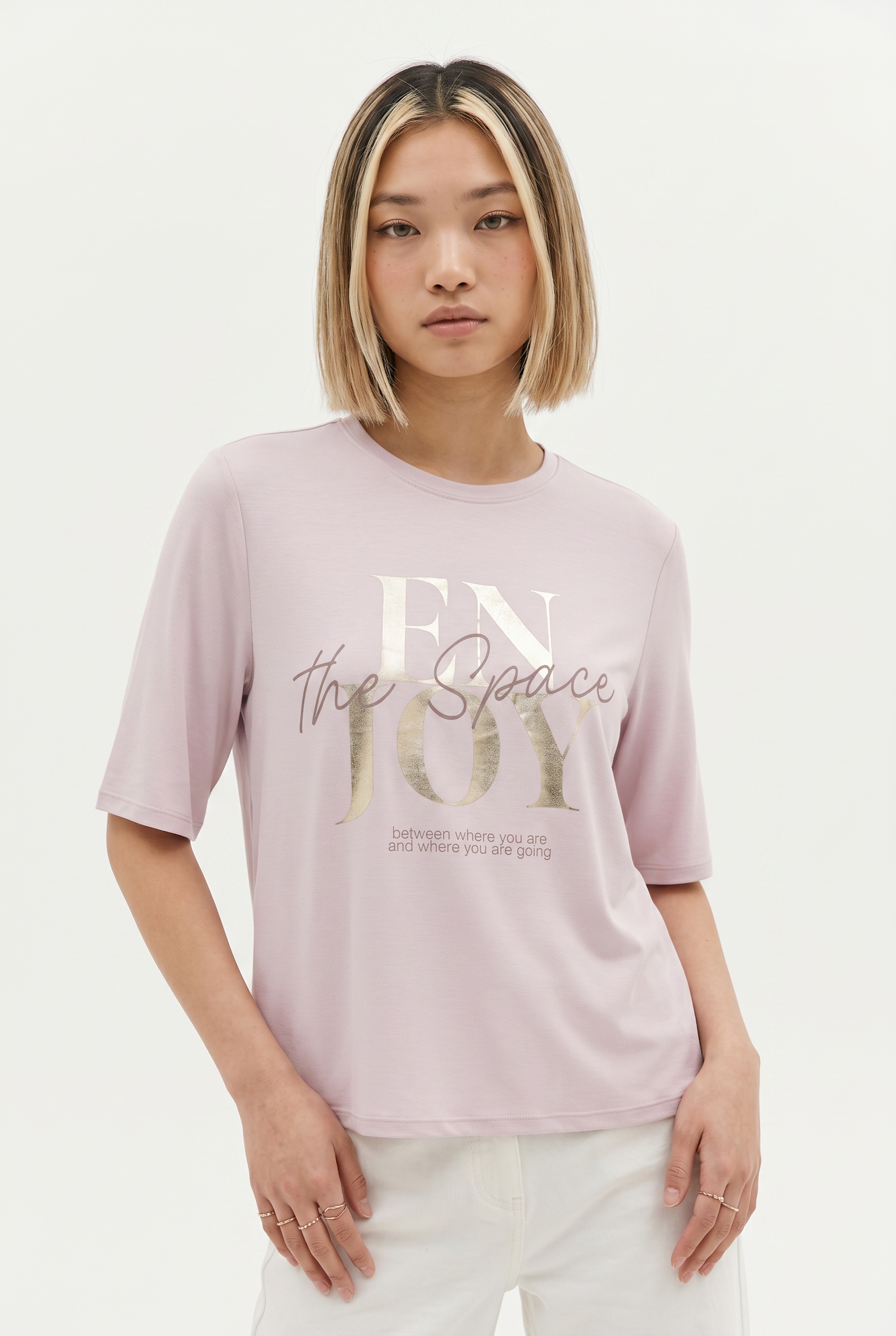 ONLY T-shirt à manches courtes »ONLFREE MAYA S/S PRINT TOP BOX JRS« mélange de matières, coupe régulière, col rond