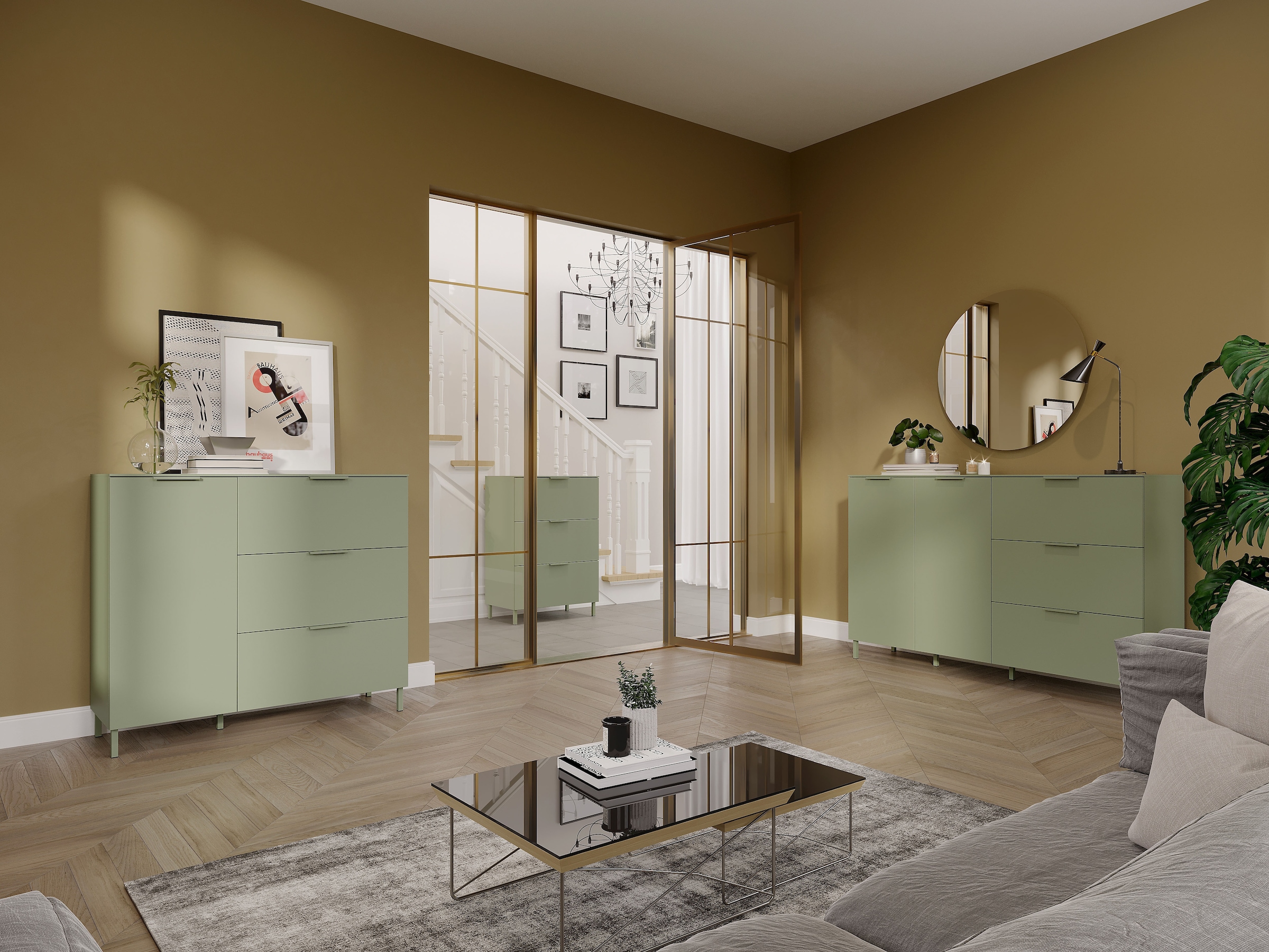 GERMANIA Buffet »Savoca« 1 cuis tlg. Largeur 109 cm, soft-close, 2 variantes de pieds incluses, Fabriqué en Allemagne