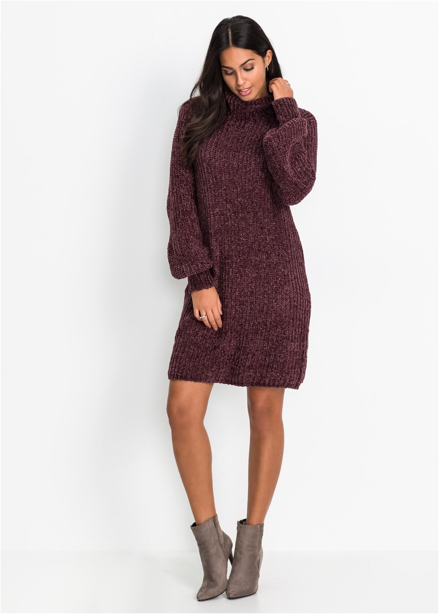 bonprix Strickkleid »Chenille Strickkleid aus recyceltem Polyester« für eleganten Look, aus Chenille-Qualität, aus recyceltem Polyester