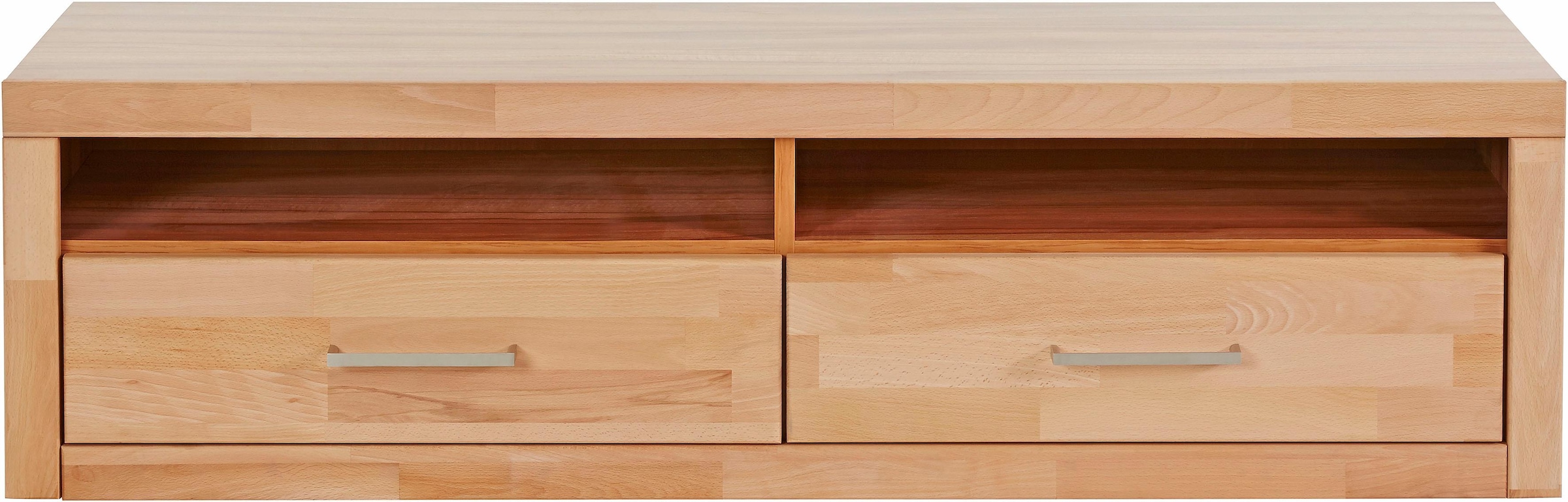 Home affaire Lowboard »Ribe,140cm breit,38cm hoch mit 2 Klappen,Oberplatte aus Massivholz«, Holz massiv, Holzwerkstoff, Metall Griffe,2 Klappen