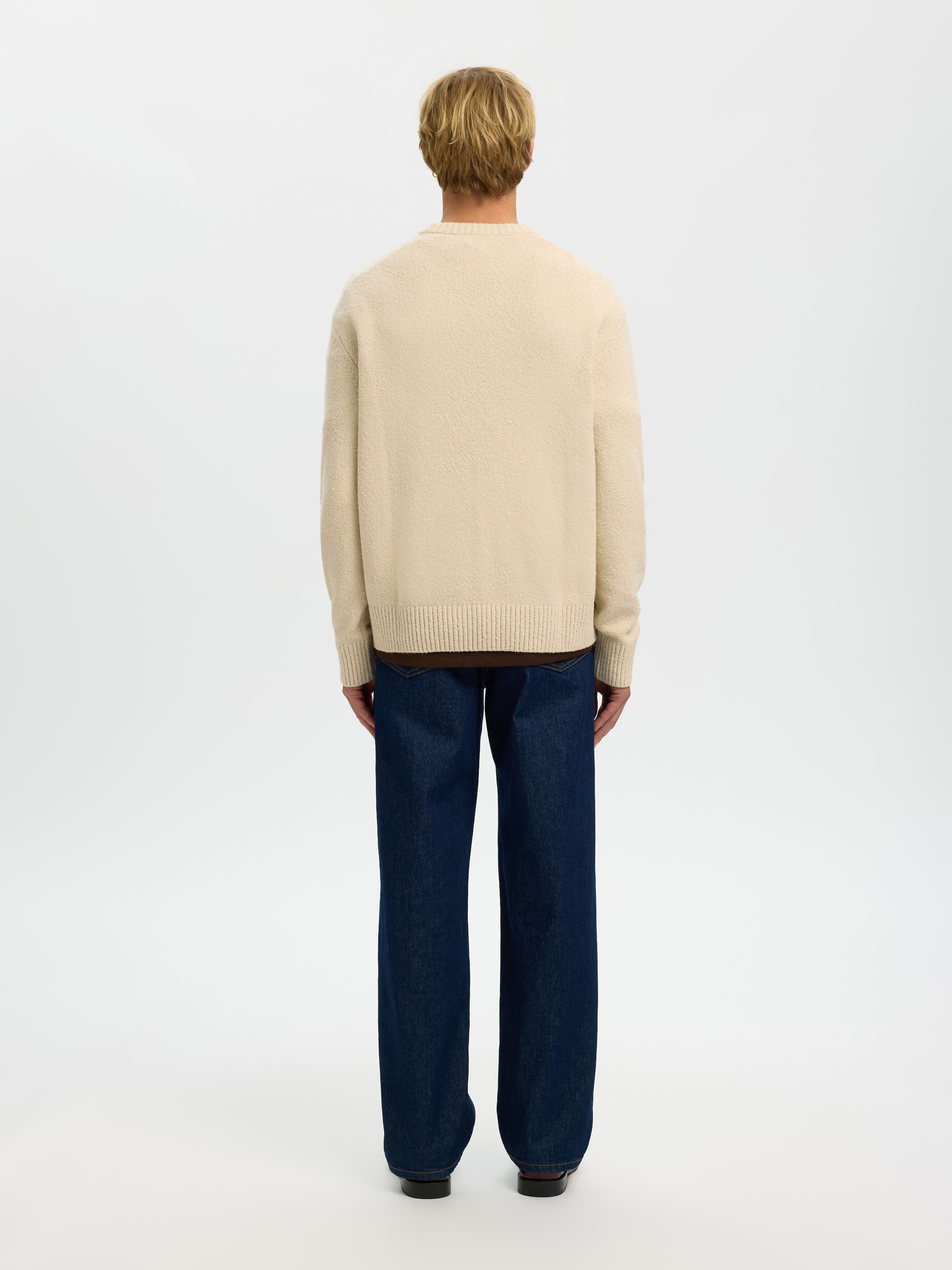 SELECTED Pull à col rond »SLMALEX LS KNIT CREW NECK NOOS« mélange coton, coupe décontractée