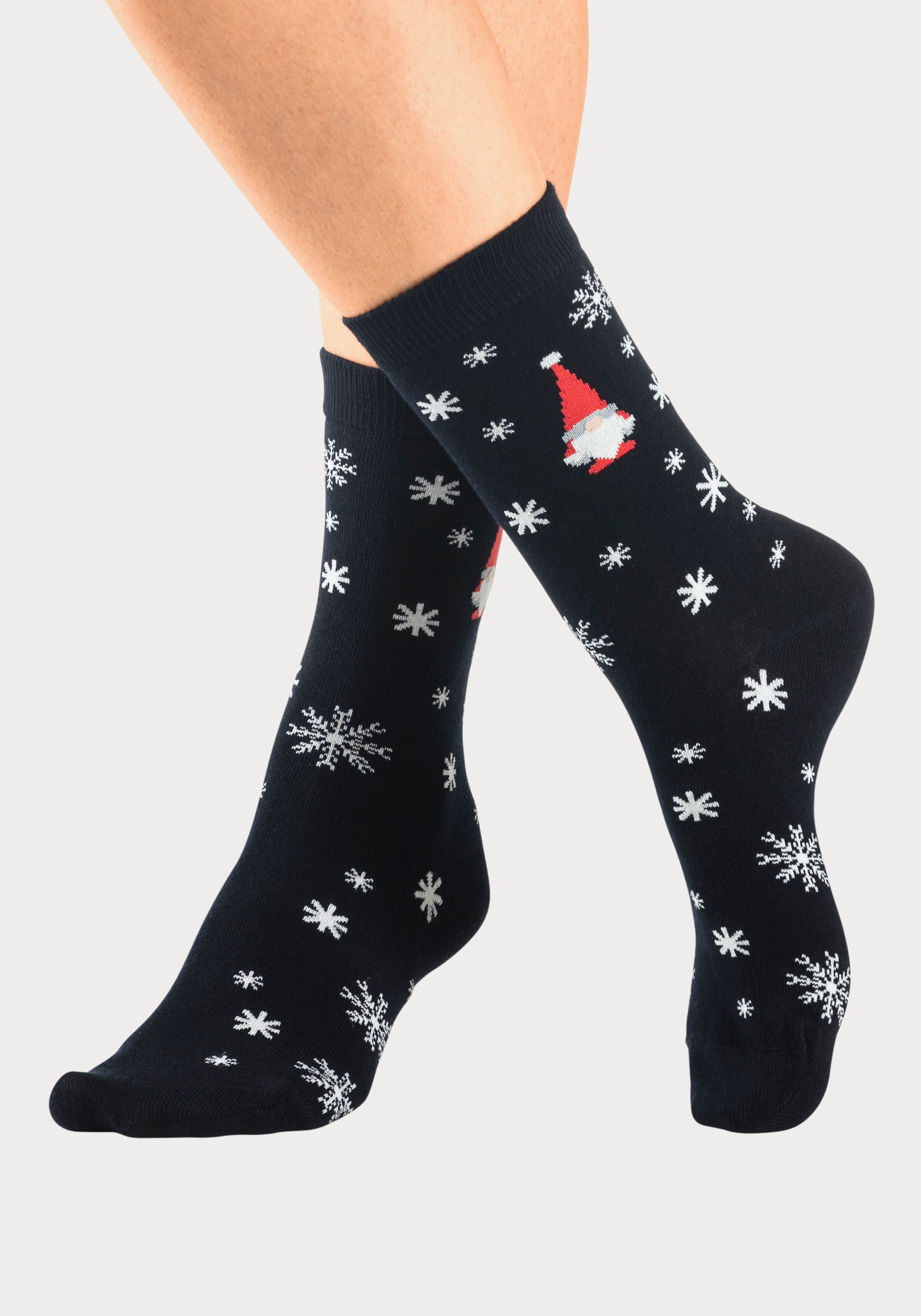 H.I.S Chaussettes basiques Paquet, 3 cuis tlg. Noël, avec motifs de Noël