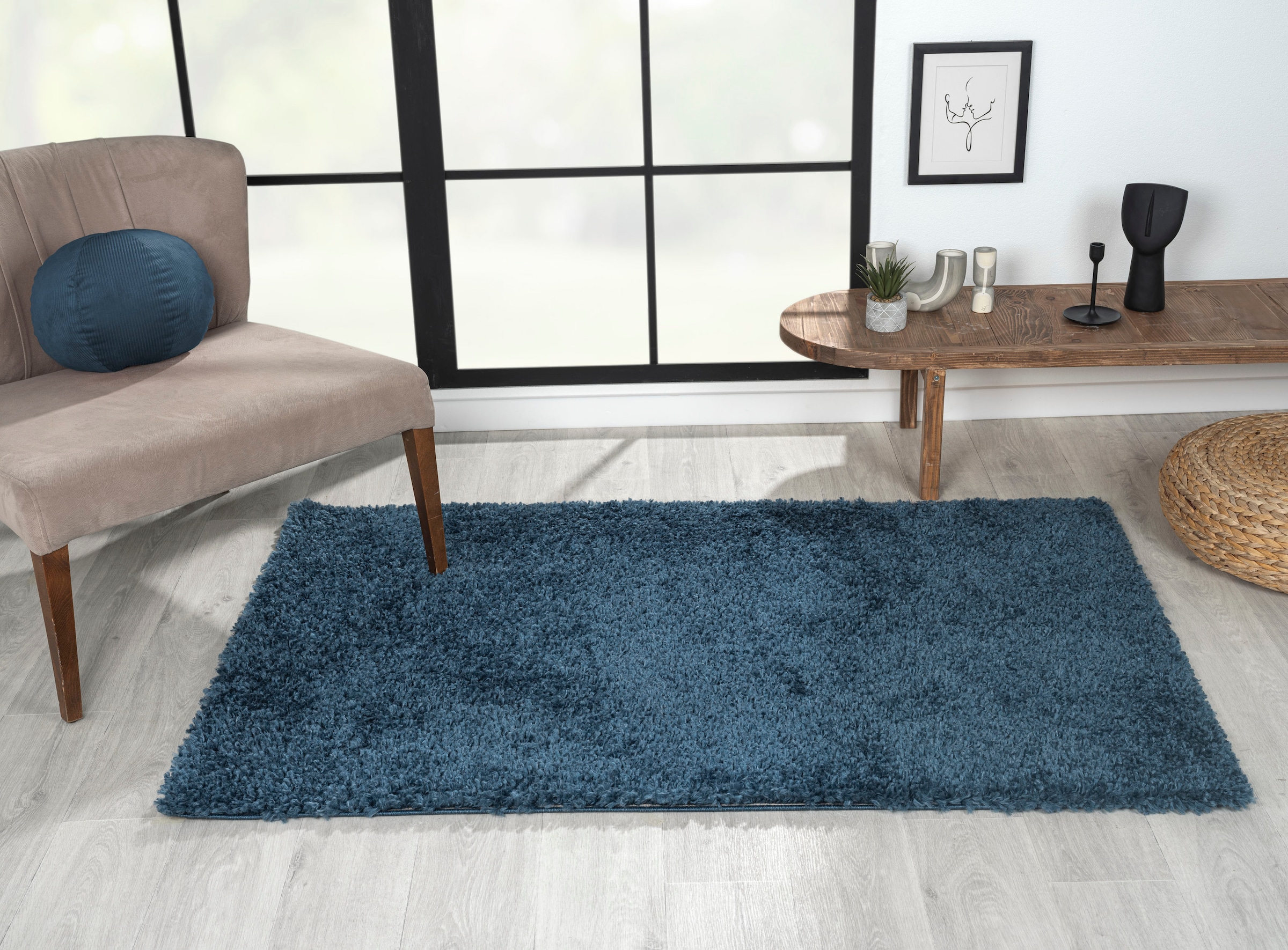 Myflair Möbel & Accessoires Hochflor-Teppich »My Shaggy«, rechteckig, 37 mm Höhe, Shaggy, Uni-Farben, leicht glänzend, Microfaser, extra flauschig