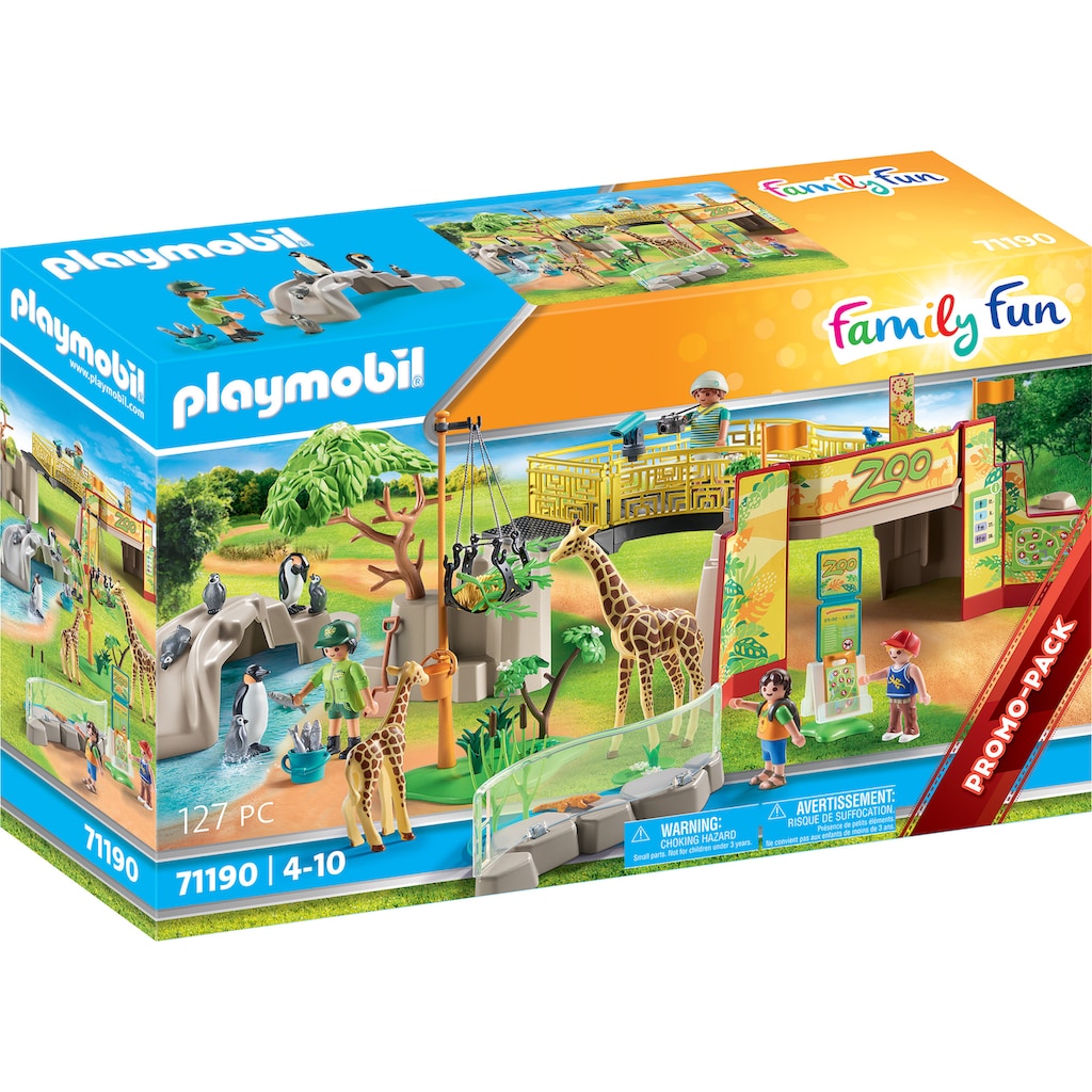 Playmobil® Konstruktions-Spielset »Mein grosser Erlebnis-Zoo (71190), Family Fun«, (127 St.)