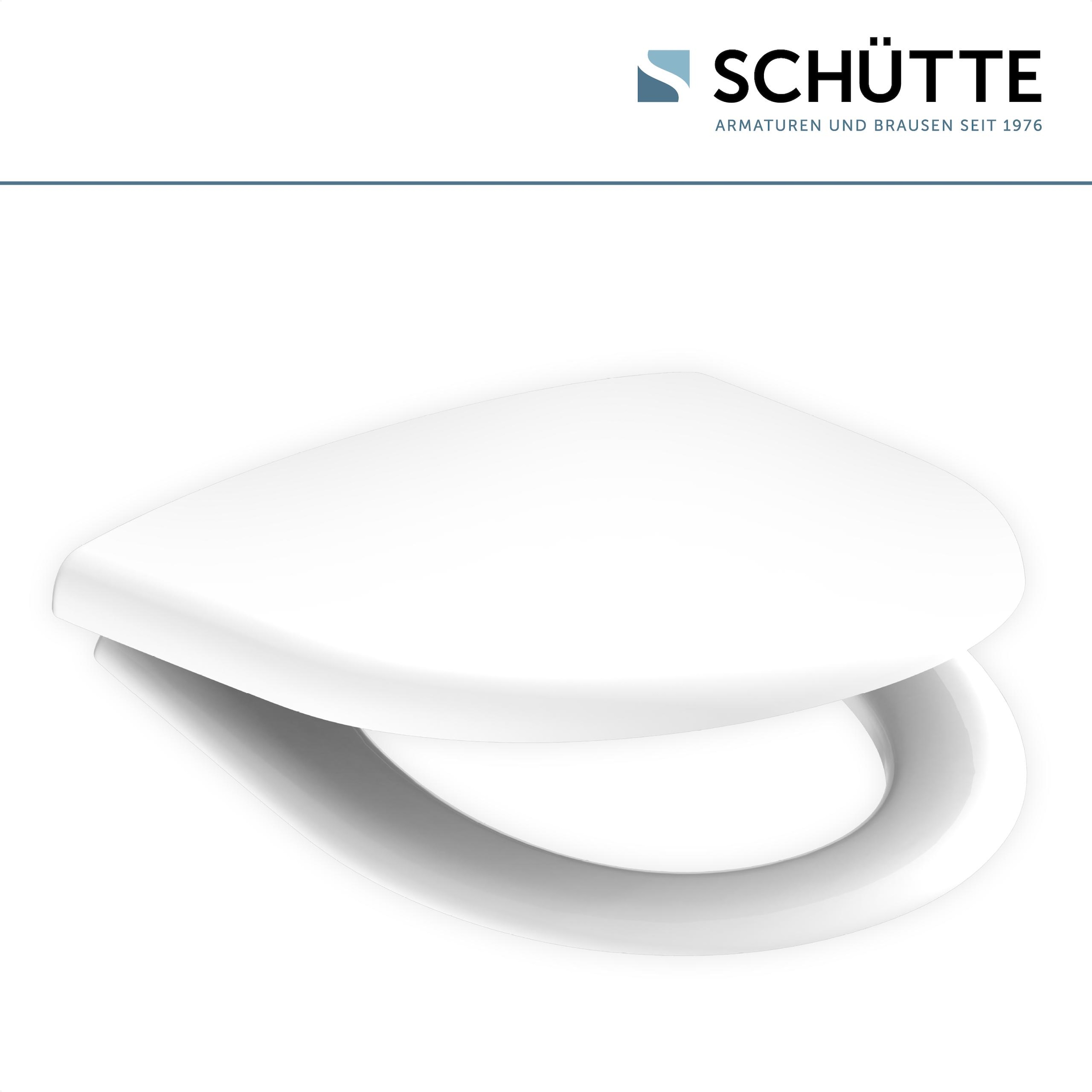 Schütte WC-Sitz »Duroplast, WHITE D-Form PRO« WC-Sitz, Befestigungsmaterial, Montageanleitung,  mit Absenkautomatik und Schnellverschluss