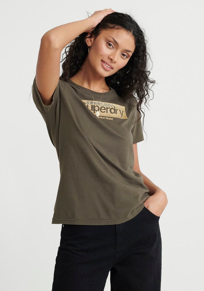 Image of Superdry T-Shirt »PREMIUM BRAND EMB ENTRY TEE«, mit goldfarbenglitzernder Stickerei bei Ackermann Versand Schweiz