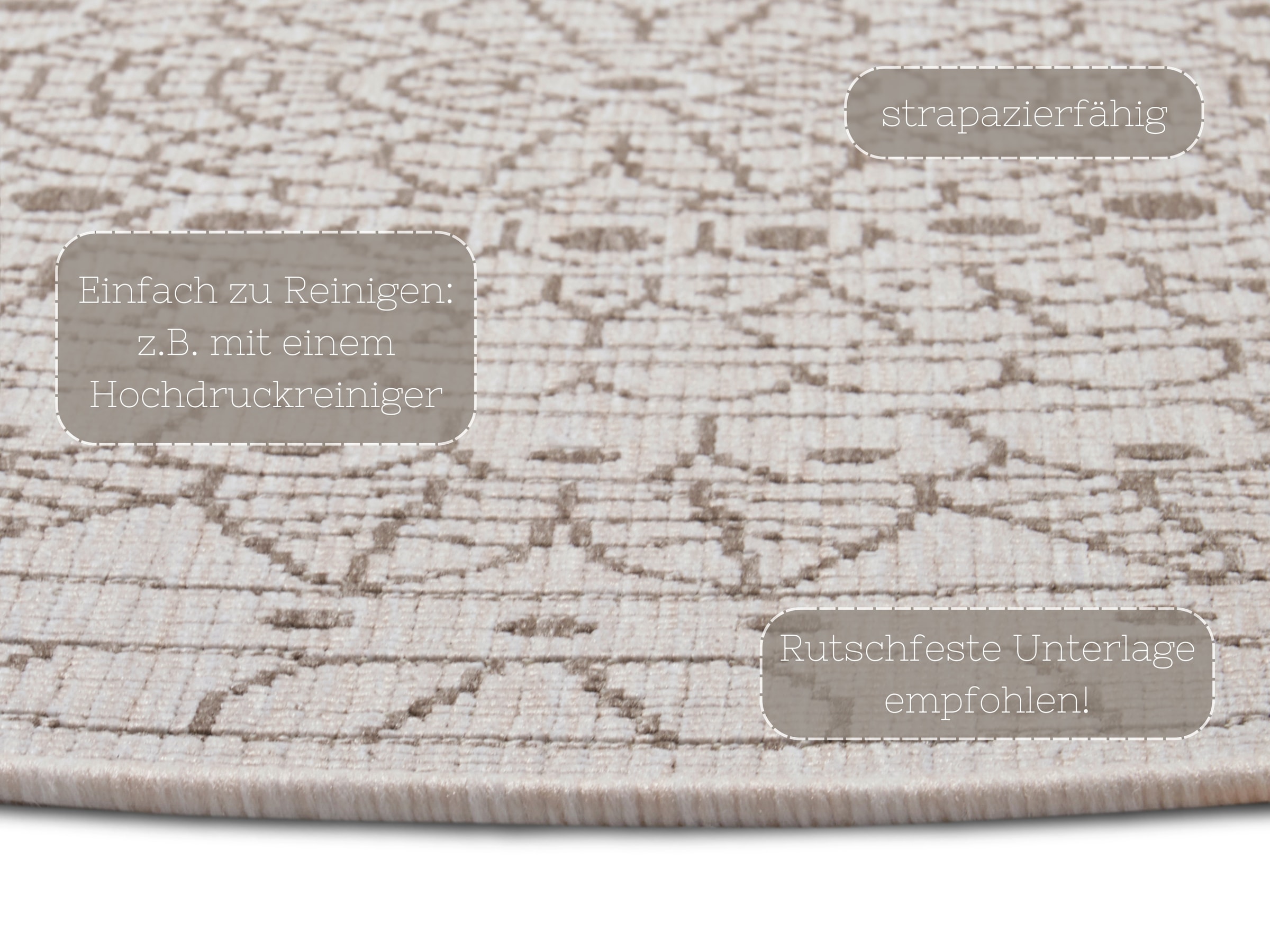 NORTHRUGS Teppich »Porto Wendeteppich«, rund, In-& Outdoor, Wetterfest, Balkon, Garten, Wohnzimmer, Wasserfest