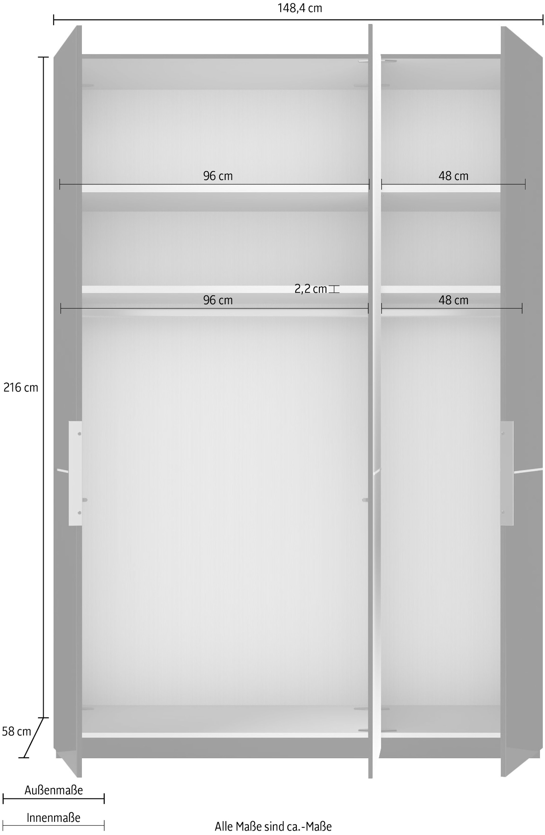 Musterring Kleiderschrank »Imola W« inkl. Einlegeböden und Kleiderstangen, mit Glas- und Spiegeltüren