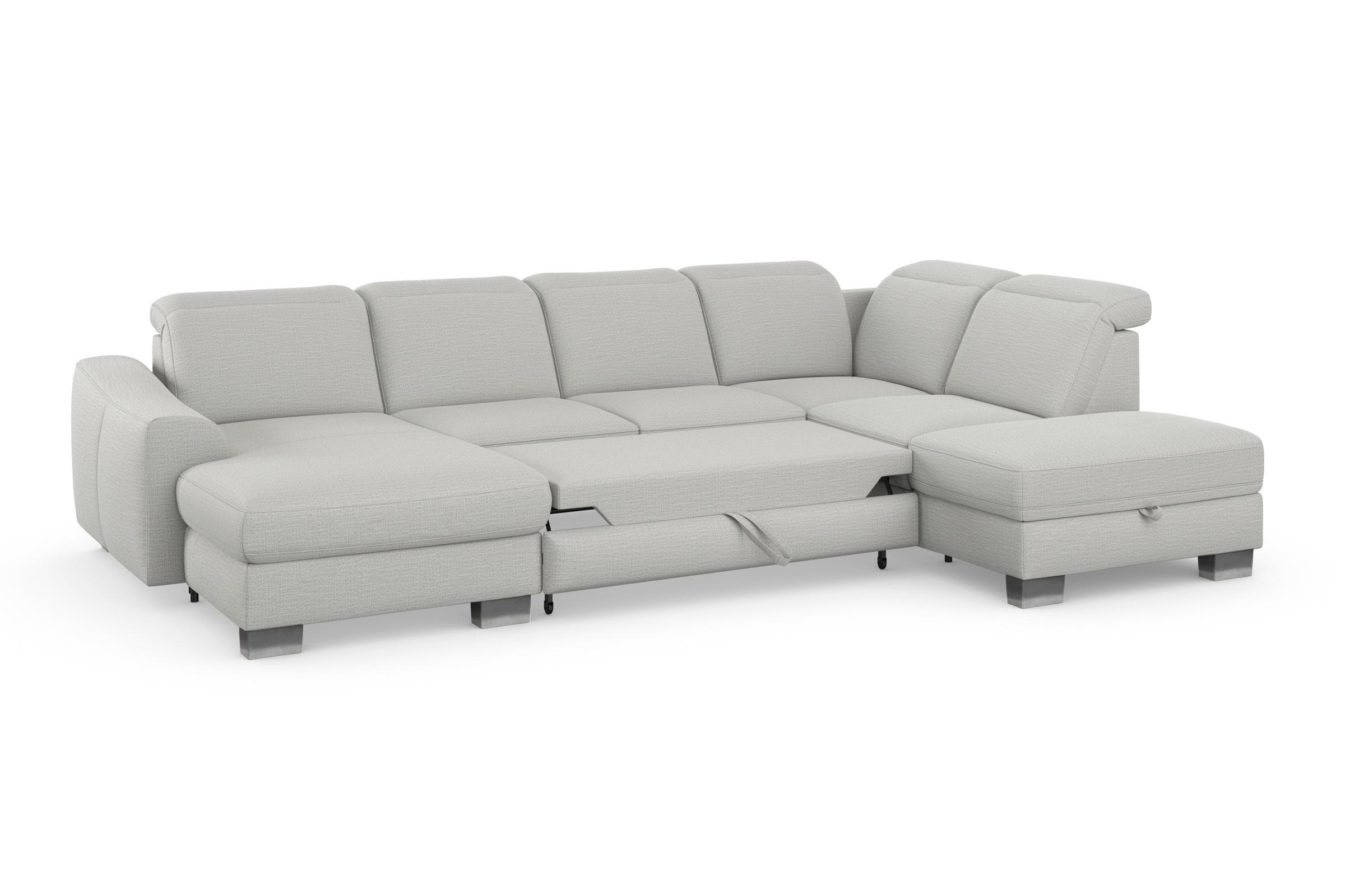 sit&more Wohnlandschaft »Dundee U-Form«, mit Federkern und Edelstahlfüssen, wahlweise mit Kopfteilverstellung