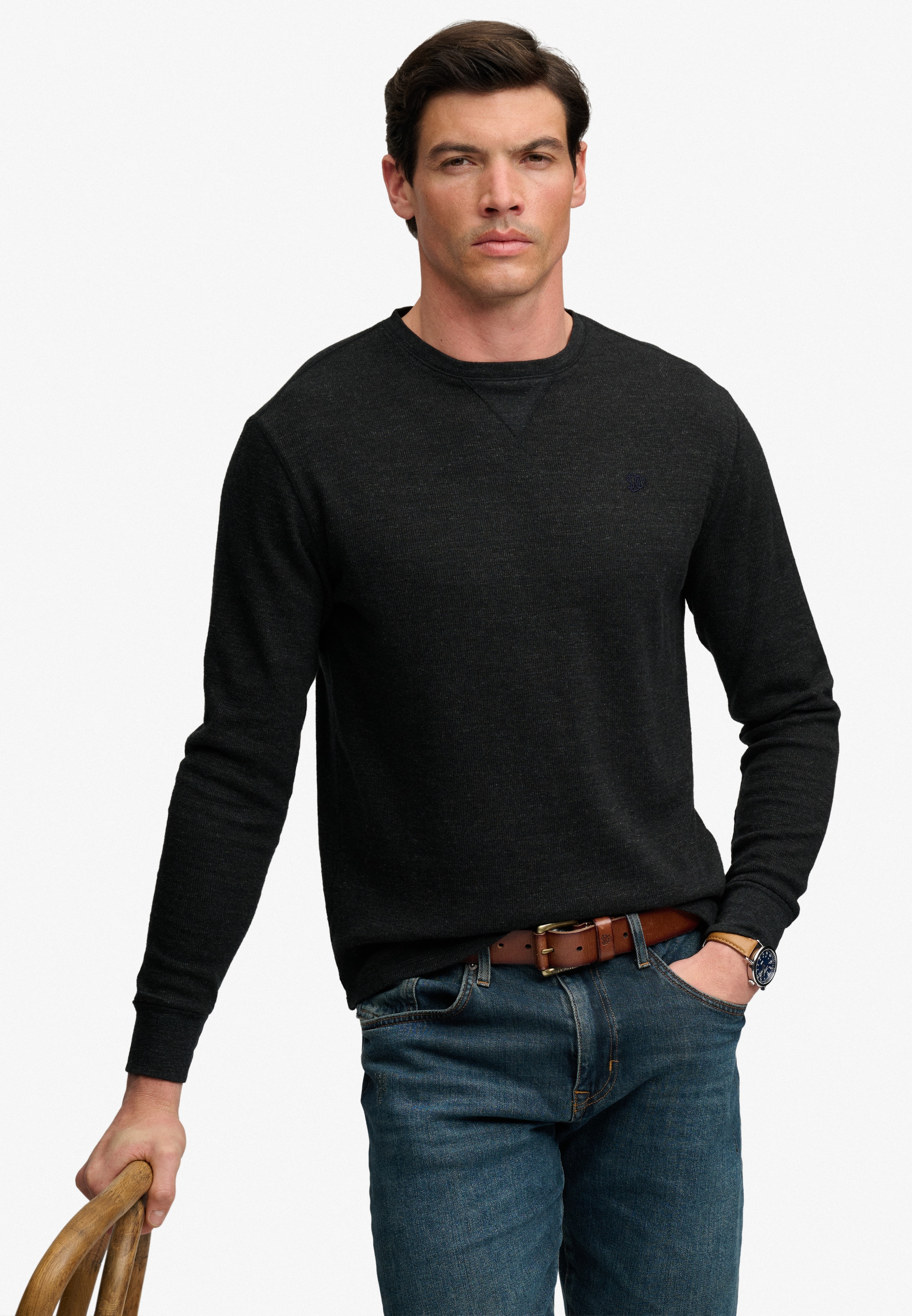 Superdry Langarmshirt »CLASSIC SLUB WAFFLE TOP« aus Baumwolle, Relaxed Fit, mit Rundhalsausschnitt