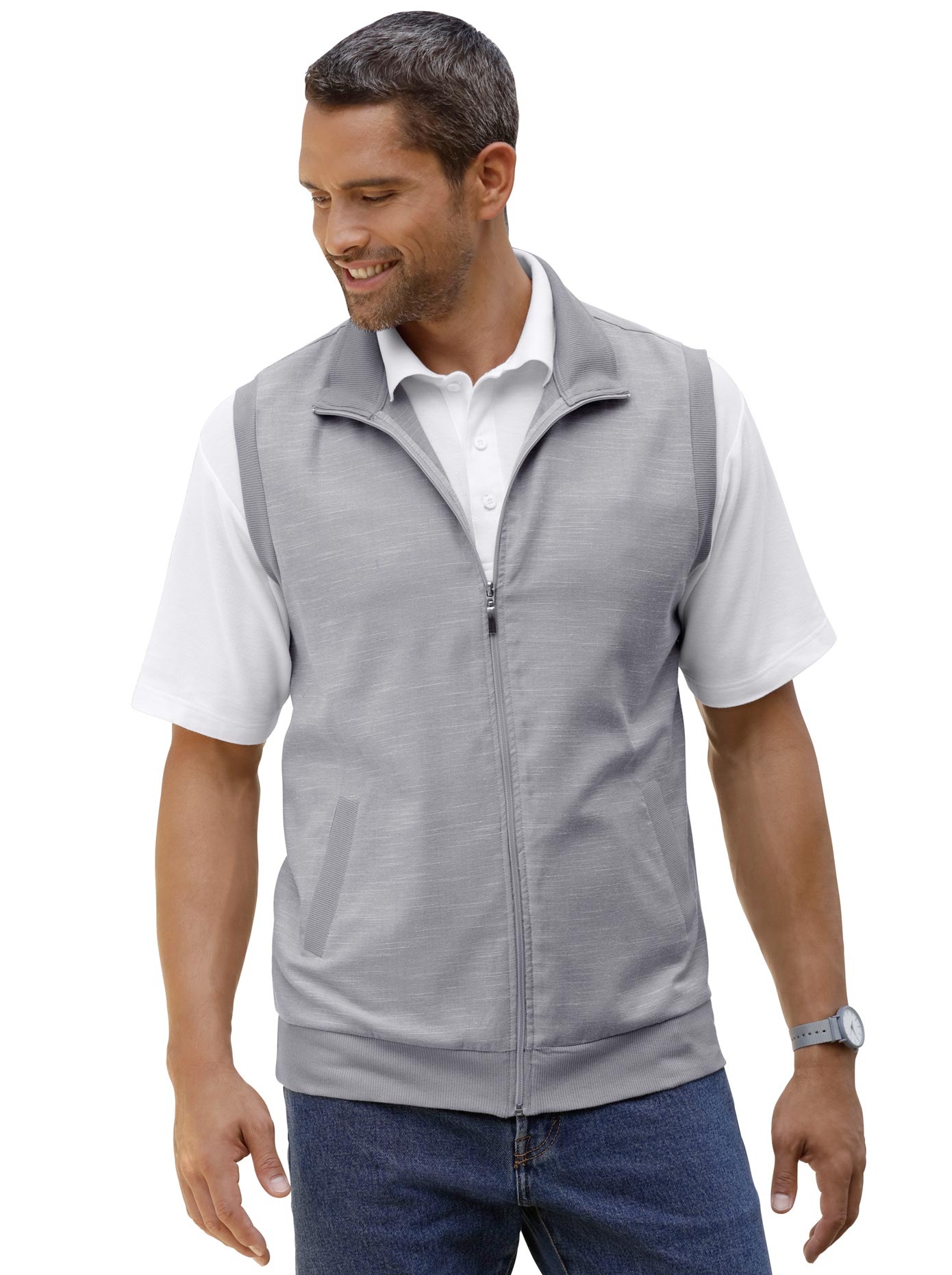 Freizeitweste in attraktiver Leinen-Optik