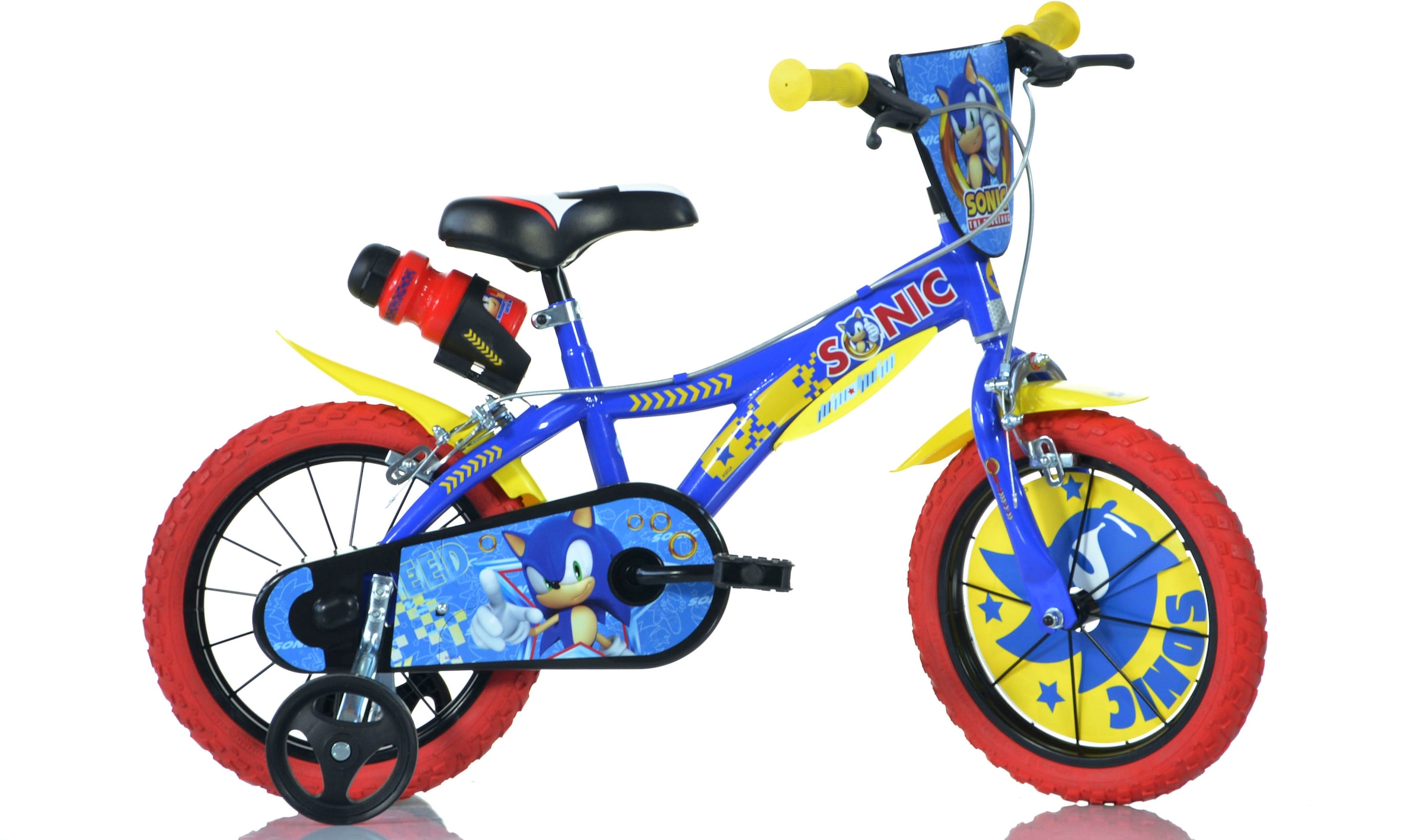 Dino Kinderfahrrad »Sonic«, 1 Gang, mit Stützrädern, Trinkflasche und Frontschild