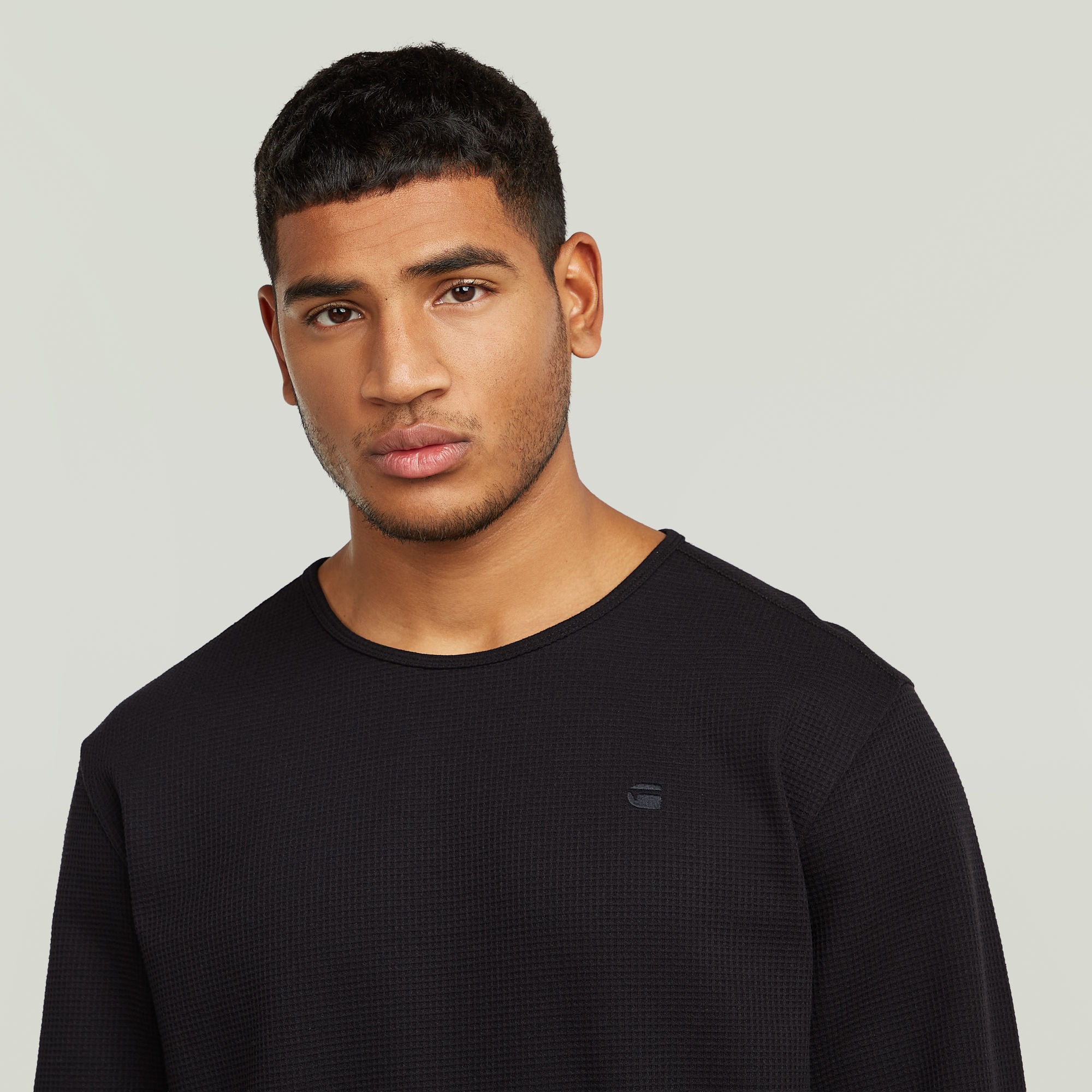G-STAR T-shirt à manches longues »Structured Tweeter« en structure gaufrée, avec broderie logo
