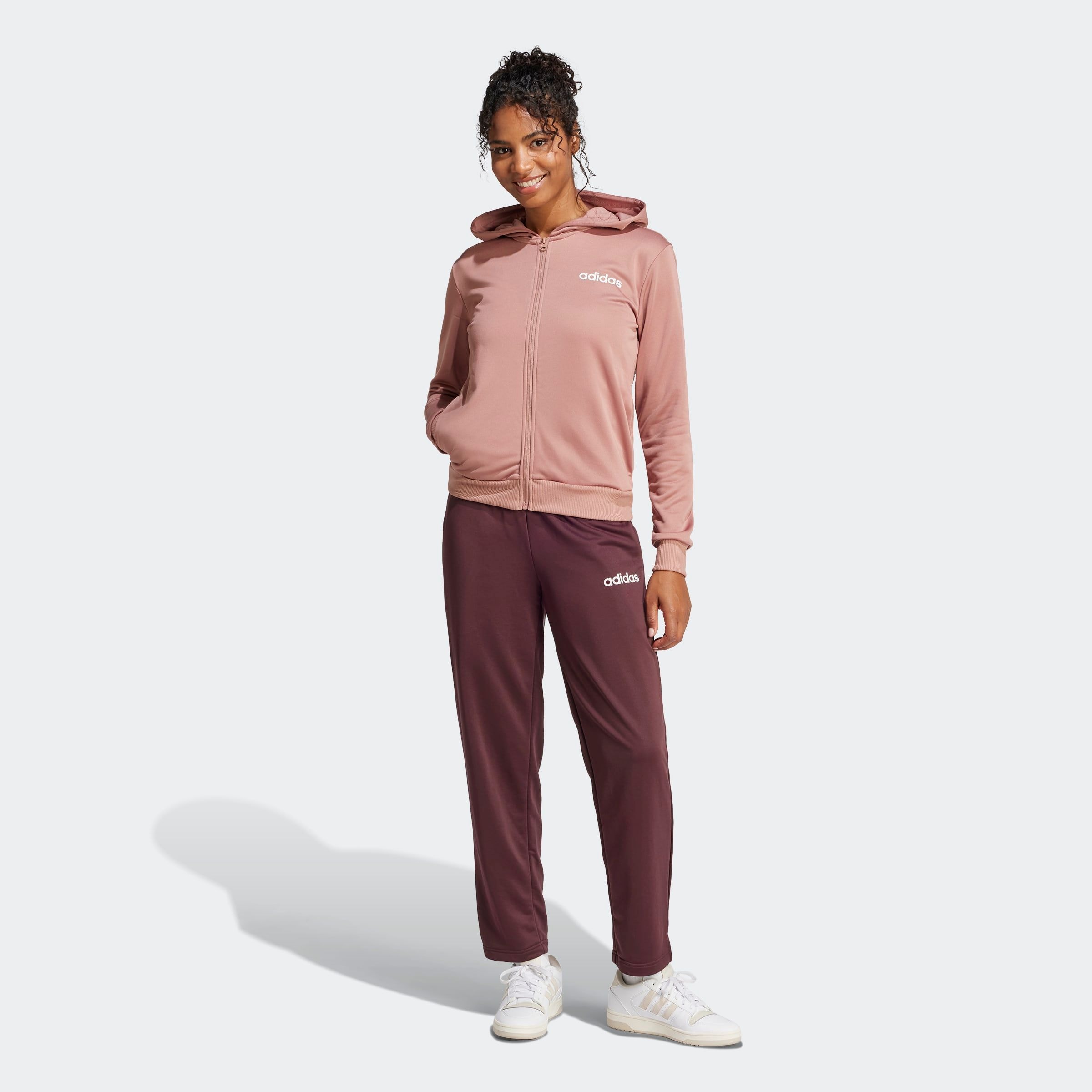 adidas Sportswear Trainingsanzug »W LINEAR TS«, (2 tlg.), Trainingsjacke mit Kapuze, Tracksuit