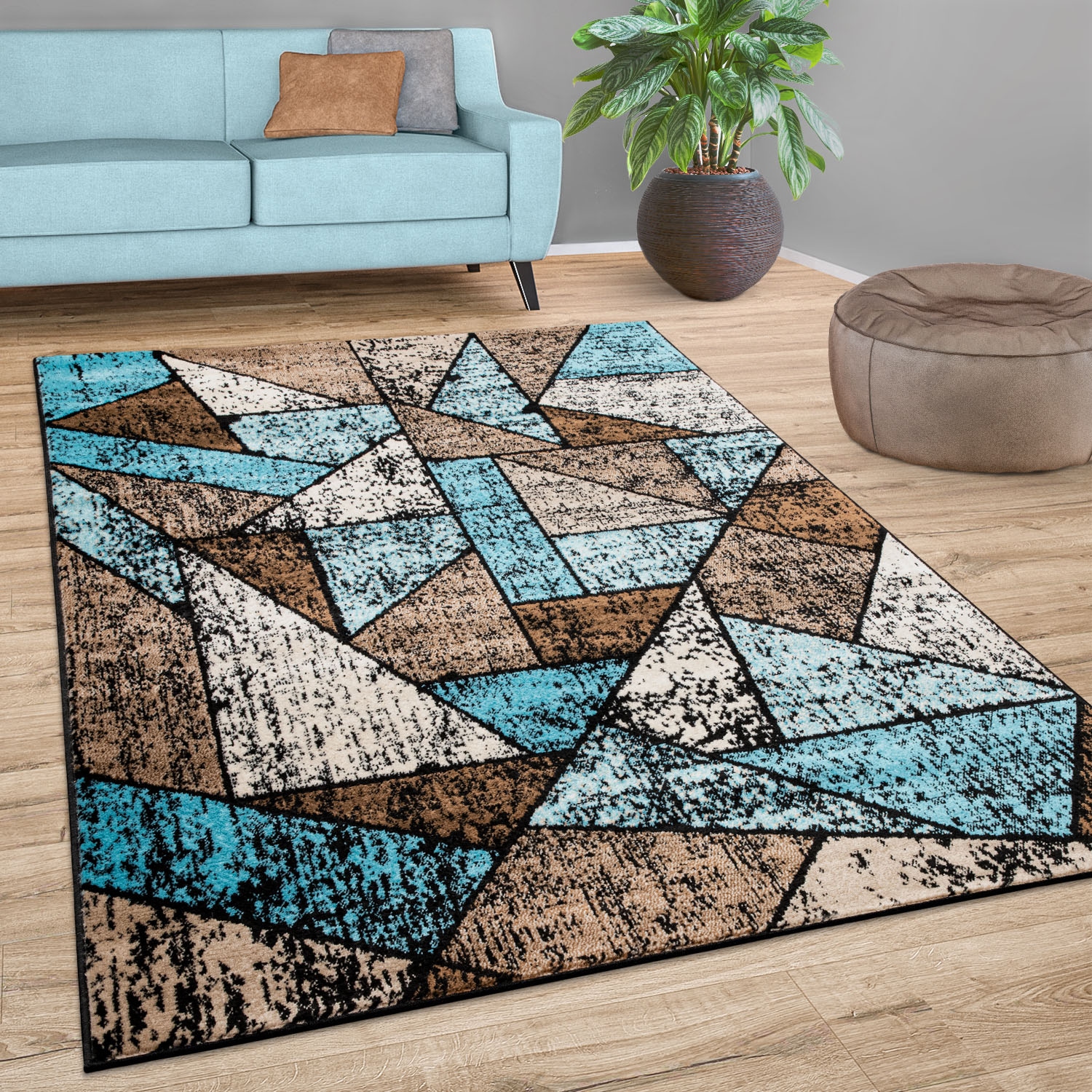 Paco Home Teppich »Metro 165«, rechteckig, 12 mm Höhe, Kurzflor, modernes geometrisches Design