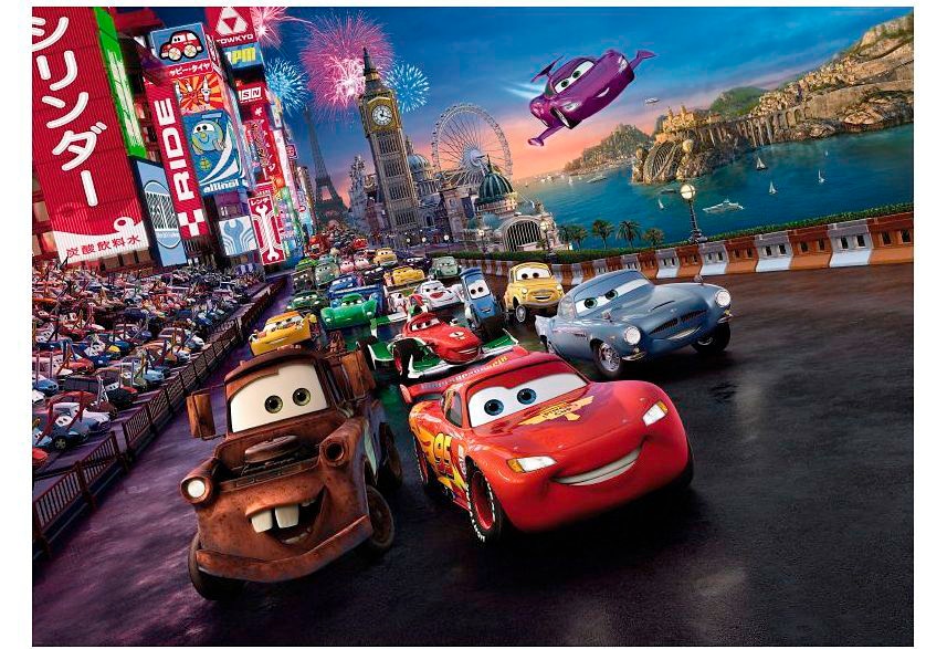 Image of Komar Fototapete "Cars Race - Grösse 254 x 184 cm" bedruckt glatt Kinderzimmer