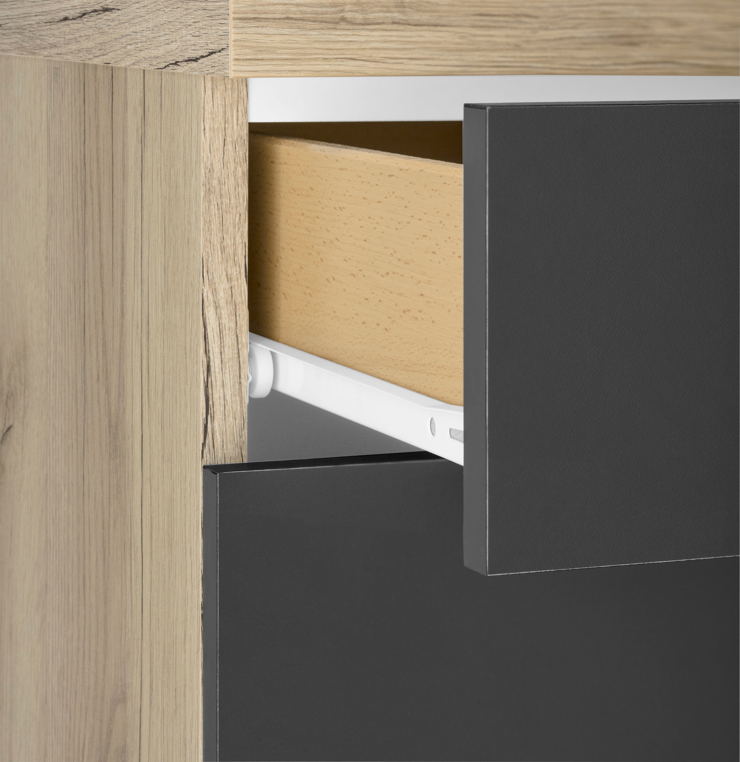 OPTIFIT Armoire basse »Iver« Breite 100 cm, 2 Türen und 2 Schubkästen, mit 38 mm Arbeitsplatte