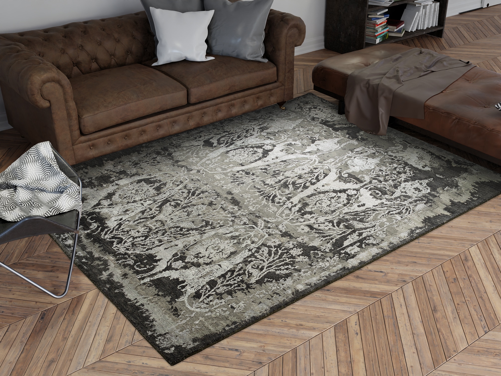 Image of OCI DIE TEPPICHMARKE Teppich "PHENOM HISTORY" rechteckig 10 mm Höhe handgeknüpfter Designer Teppich Naturfaser Kurzflor