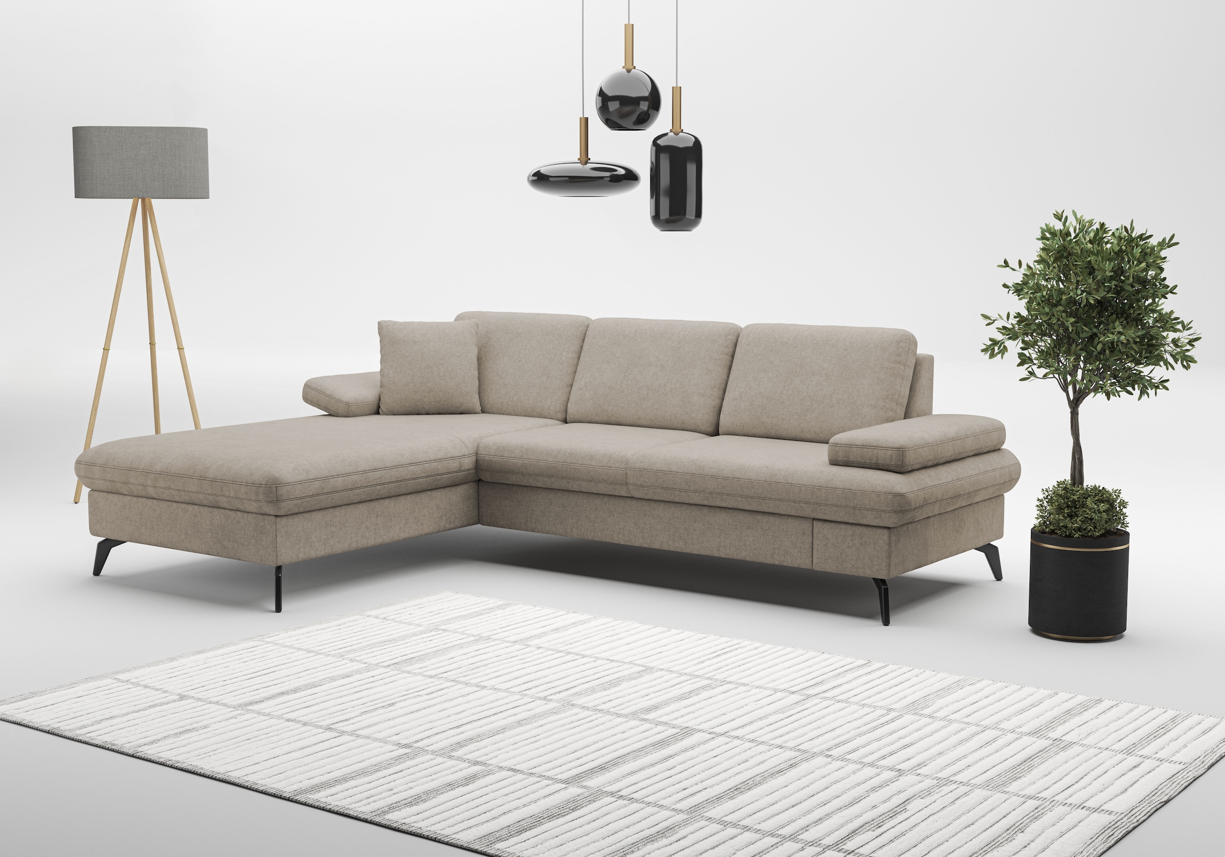 sit&more Ecksofa »Morris Jubi L-Form, B: 247 cm« mit Armteilfunktion & 1 Zierkissen, optional Bettfunktion