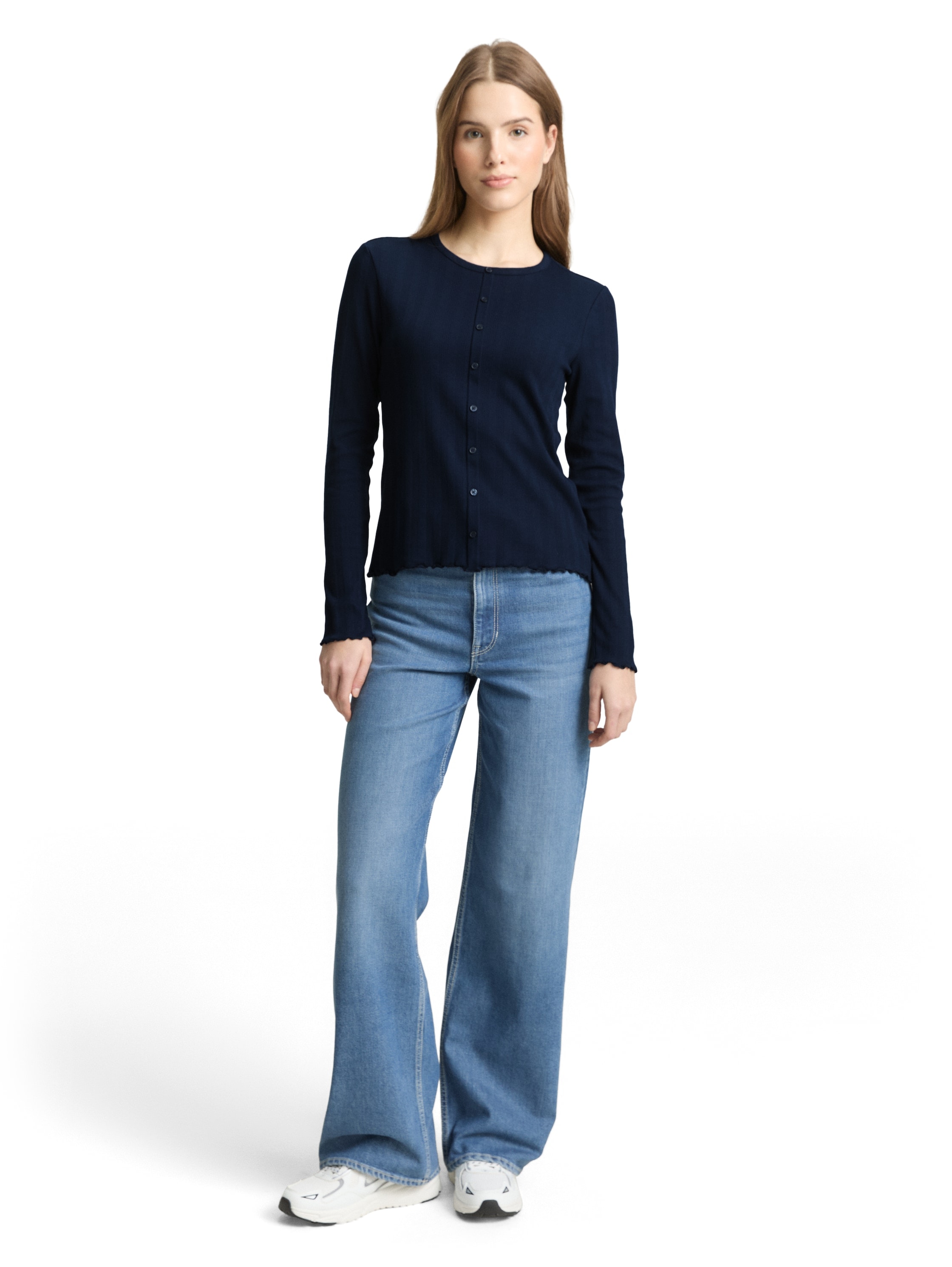 TOM TAILOR Denim T-shirt à manches longues mit gewelltem Abschluss