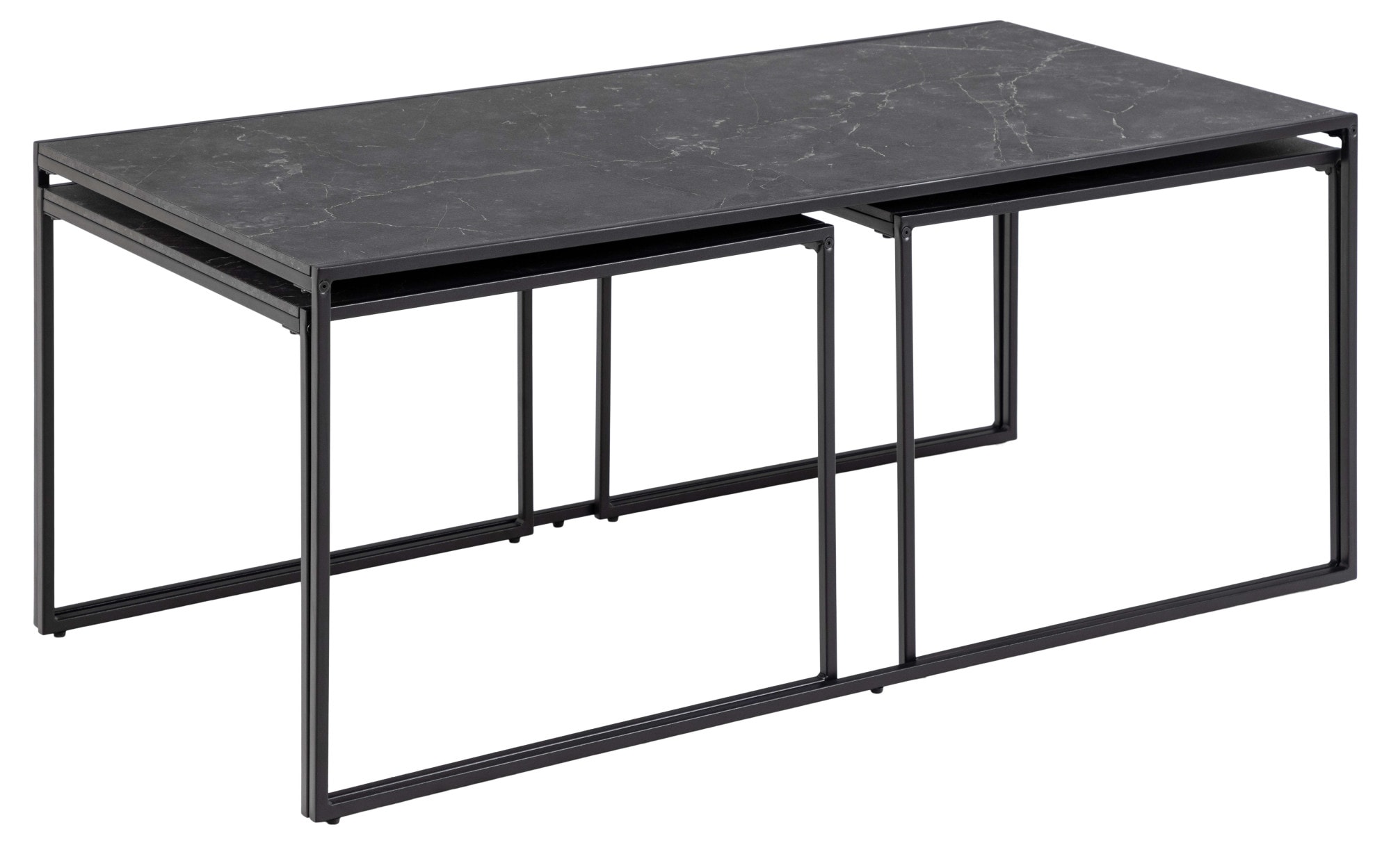 Image of ACTONA GROUP Beistelltisch "Infinity" Set, 3 Stück, Satz mit Tischen, Schlittenbeine aus schwarzem Metall, (Set, 2 st)