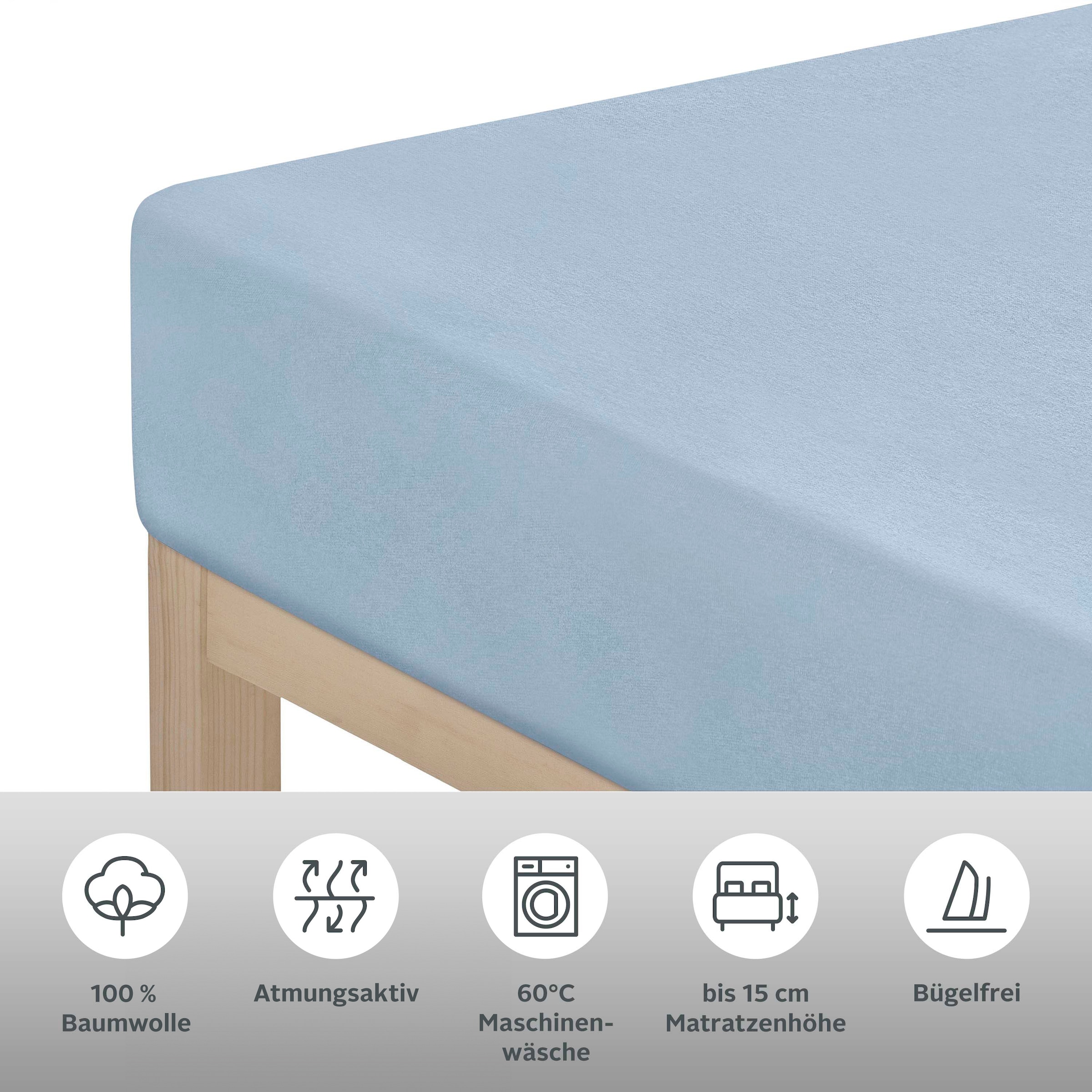 GOODproduct Draps de lit »VALJE in Melange-Optik, hochwertiger Baumwoll-Jersey 130g/m²« Baumwolle, für Matratzen bis 25 cm Höhe, Bettlaken aus Melange-Garn