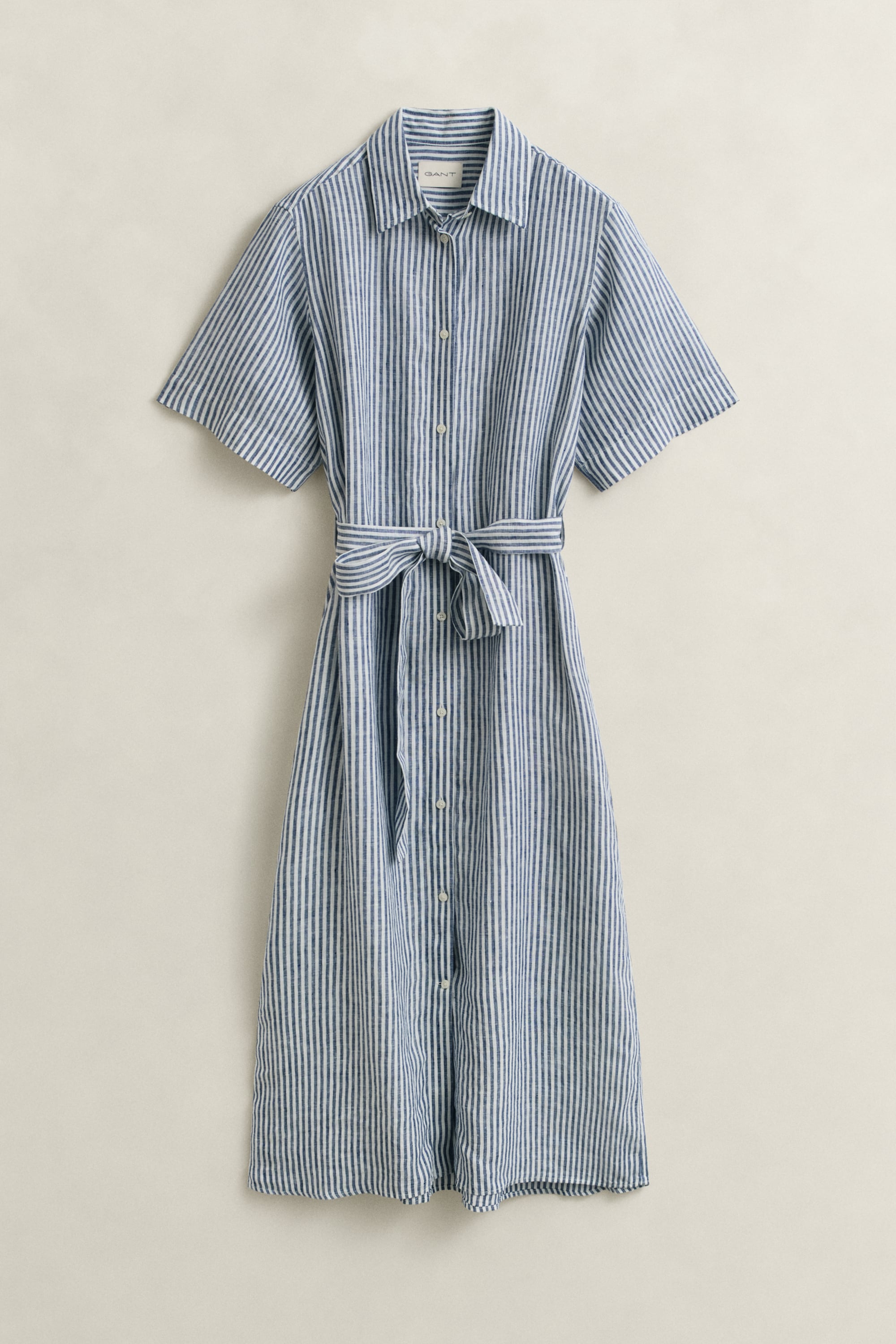 Gant Robe chemisier »STRIPED LINEN« Poches dans les coutures latérales Regular fit mit Bindegürtel
