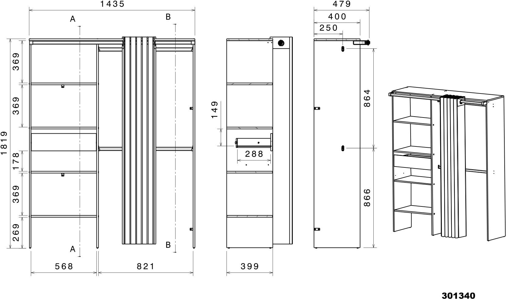 Parisot Jugendzimmer-Set »Parisot Sleep 11« Set, 2 tlg. Rückwand am Bett drehbar - Weiss oder Eiche