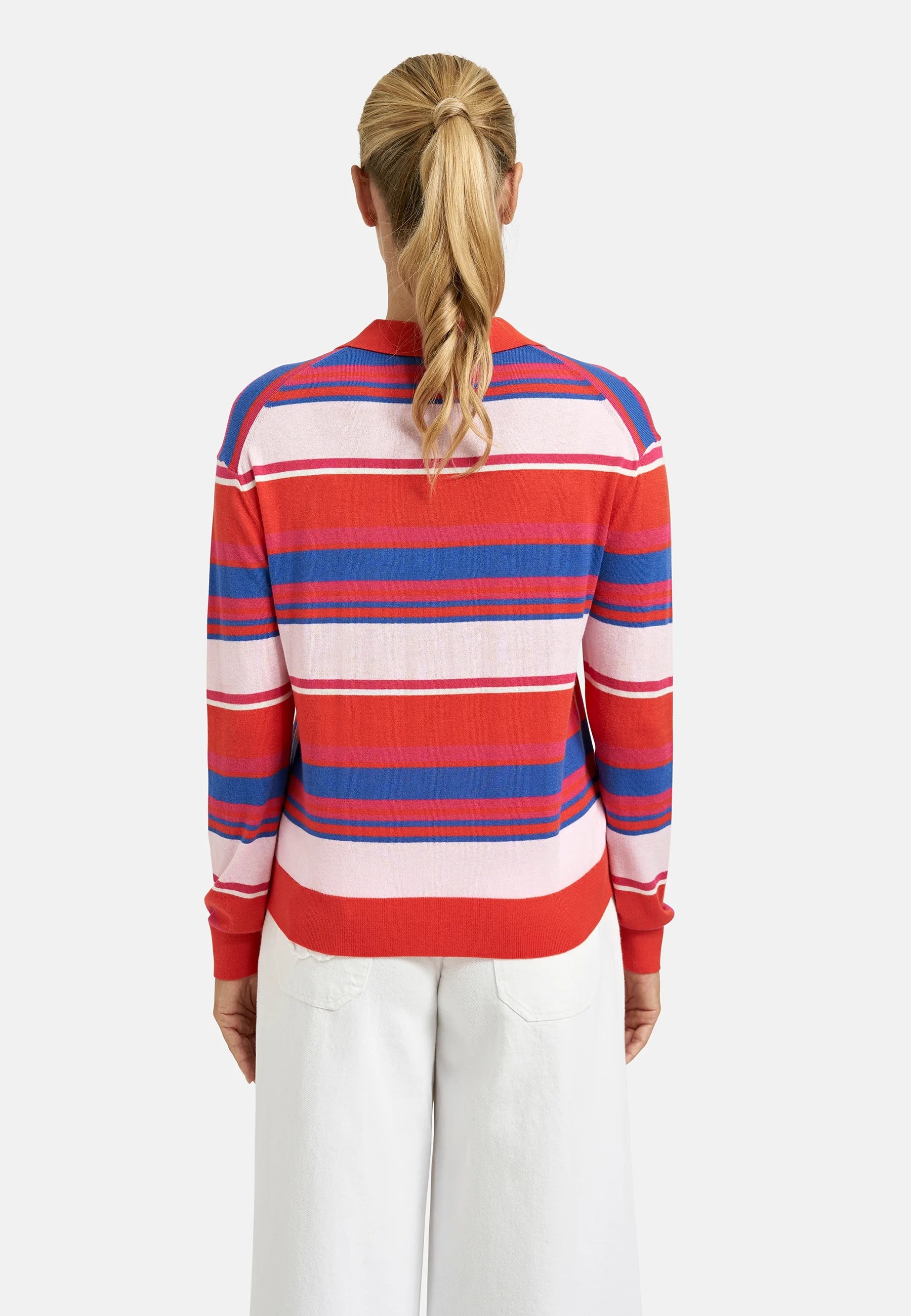 Smith & Soul Polokragenpullover mit Stickerei, Streifen-Design