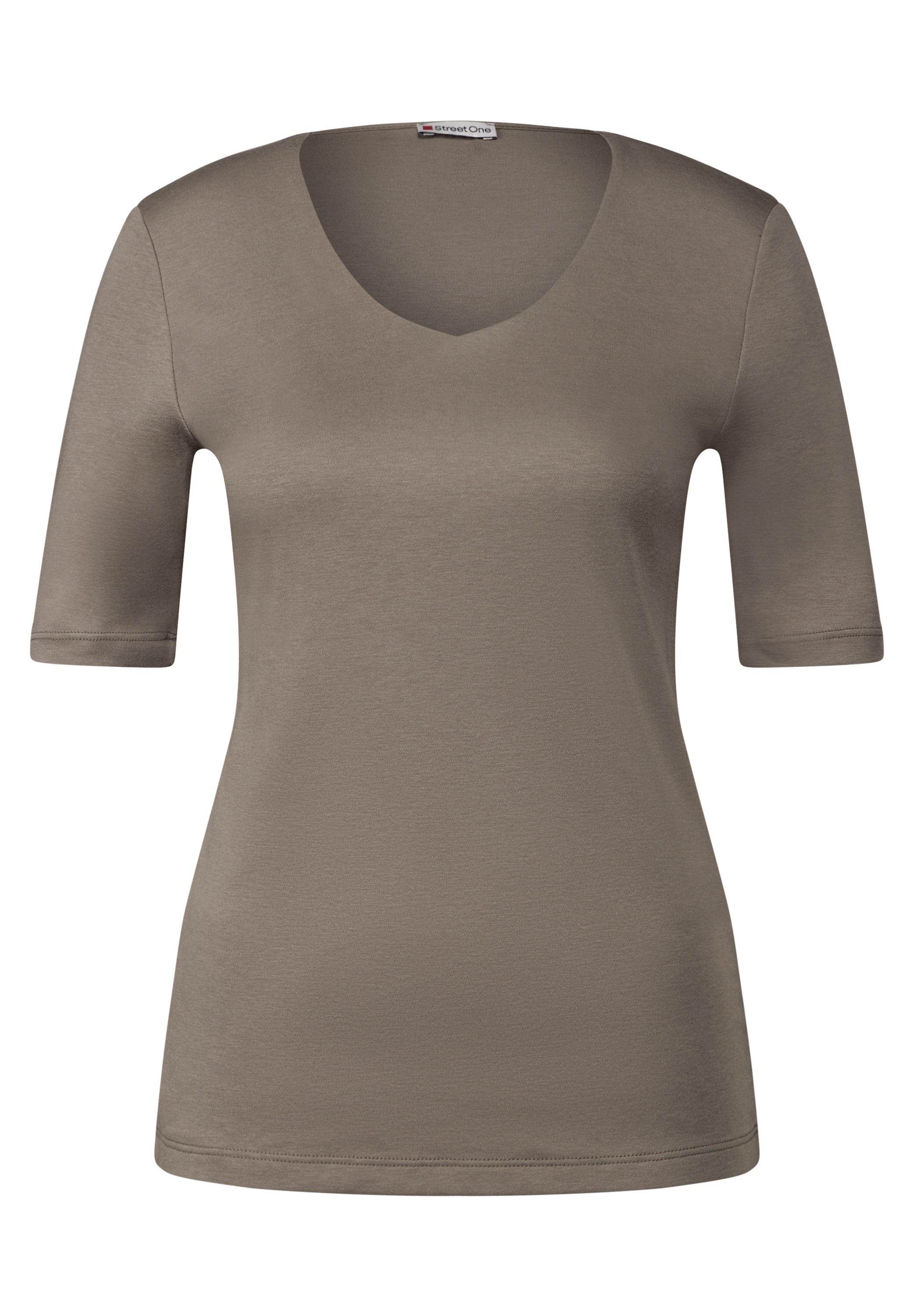 STREET ONE Kurzarmshirt »Style Palmira«, mit tiefem Rundhalsausschnitt