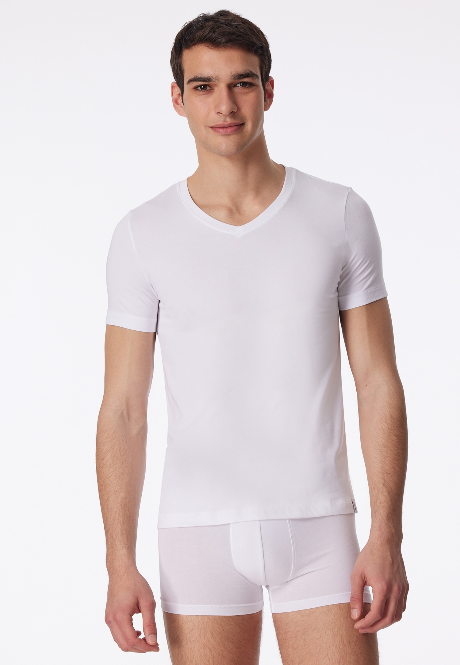 Image of Schiesser T-Shirt "Long Life Soft" V-Ausschnitt, kurzärmelig, reduzierte Pilling-Bildung