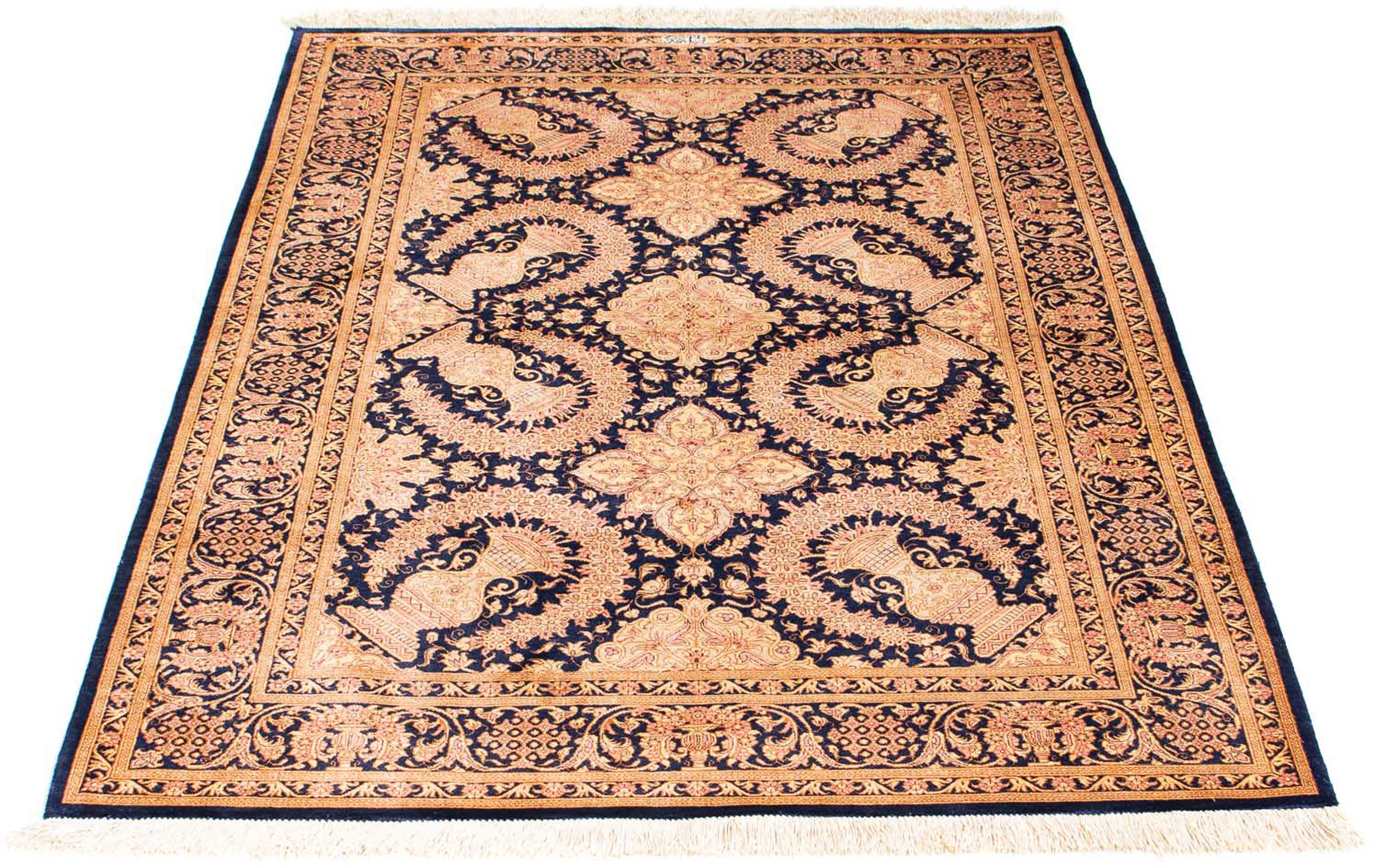 Image of morgenland Orientteppich »Perser - Ghom - 149 x 102 cm - hellbraun«, rechteckig, 10 mm Höhe, Wohnzimmer, Handgeknüpft, Einzelstück mit Zertifikat bei Ackermann Versand Schweiz