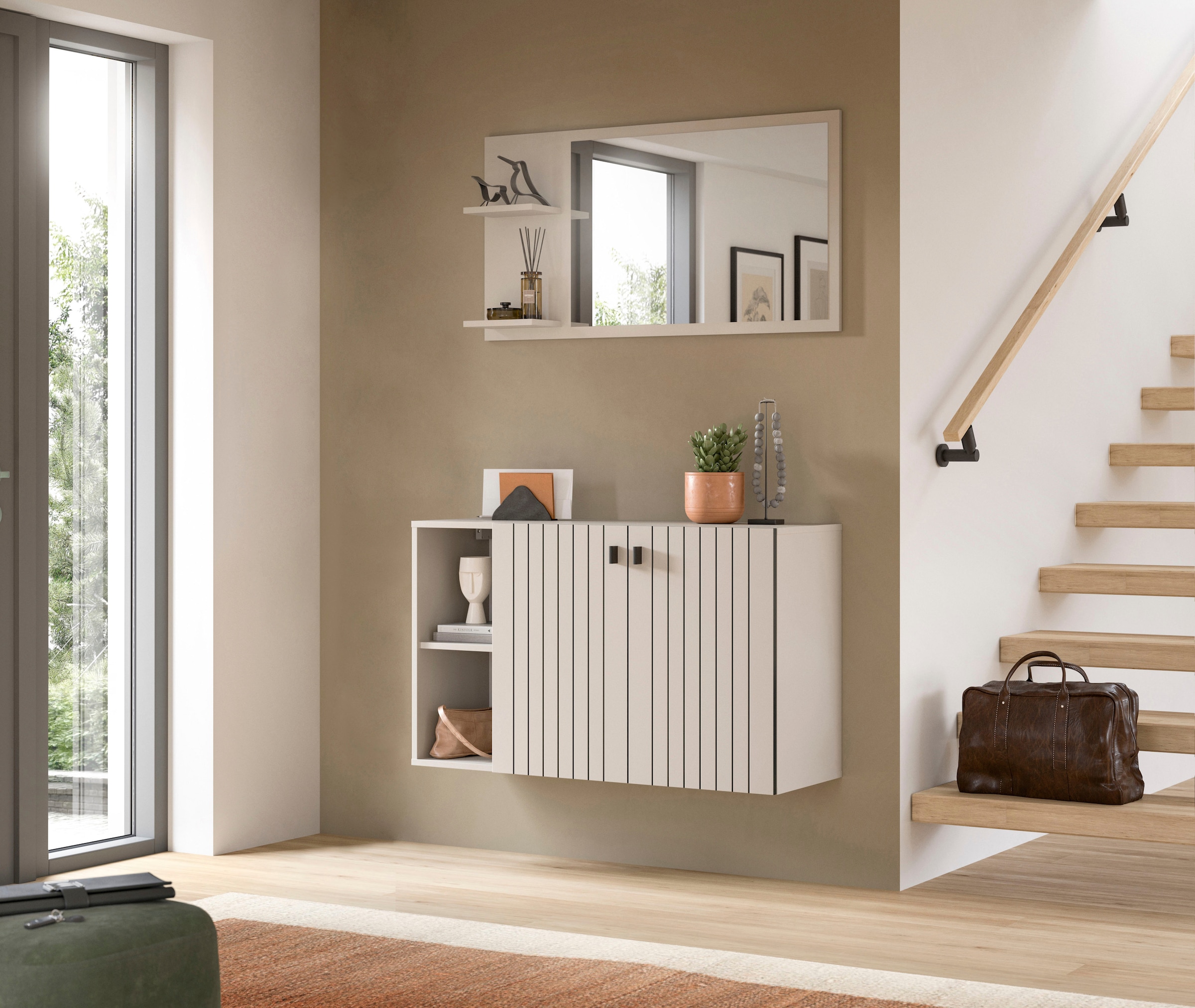 Home affaire Spiegel »TATIO, 106x55x16 cm, 2 Ablageböden, grosse Spiegelfläche« Garderobenspiegel, Flurspiegel