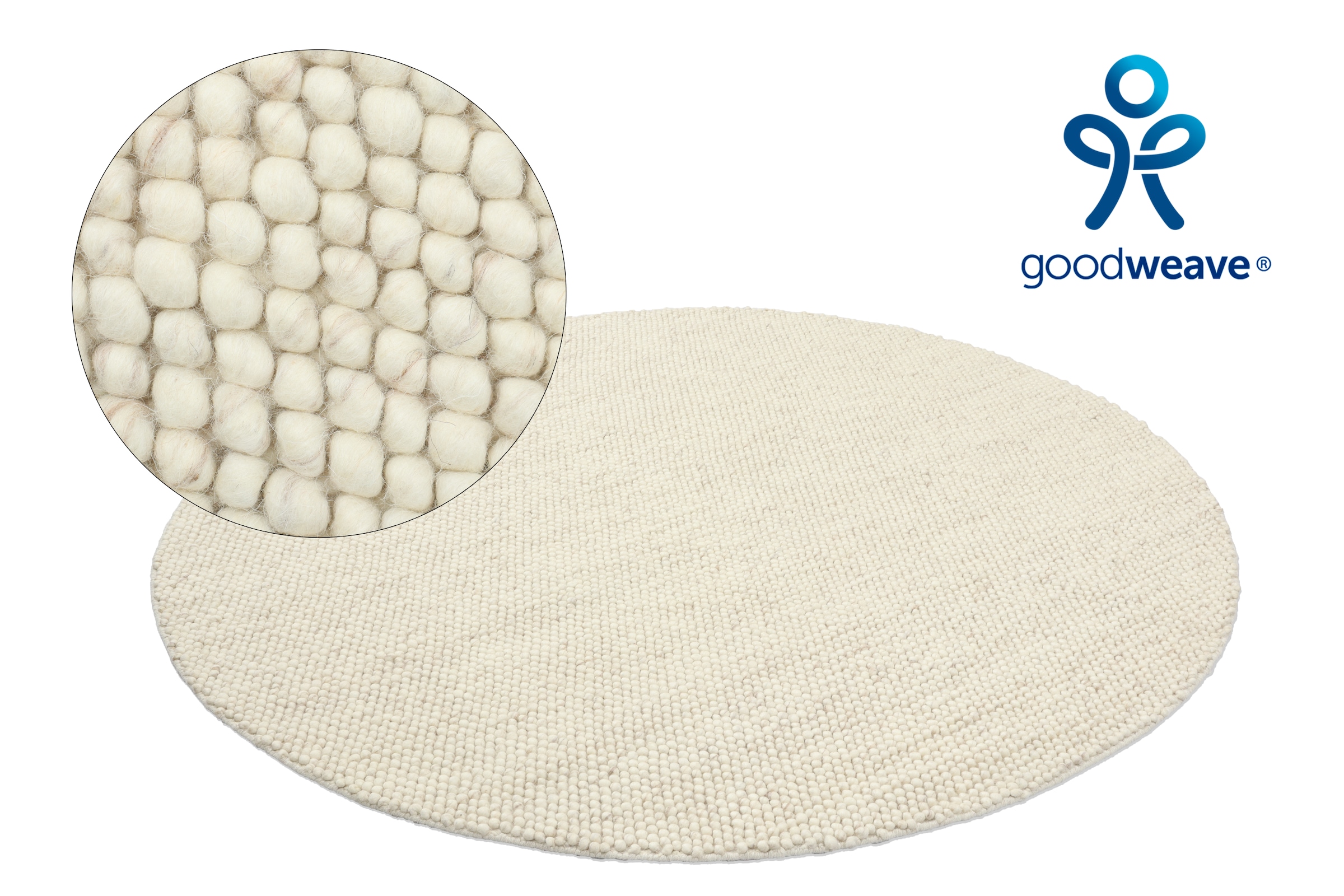 LeGer Home by Lena Gercke Tapis »Ainhoa, handgewebt, Wolle« Rond 12 mm Höhe Teppich, Wohnzimmer, Schlafzimmer, Esszimmer