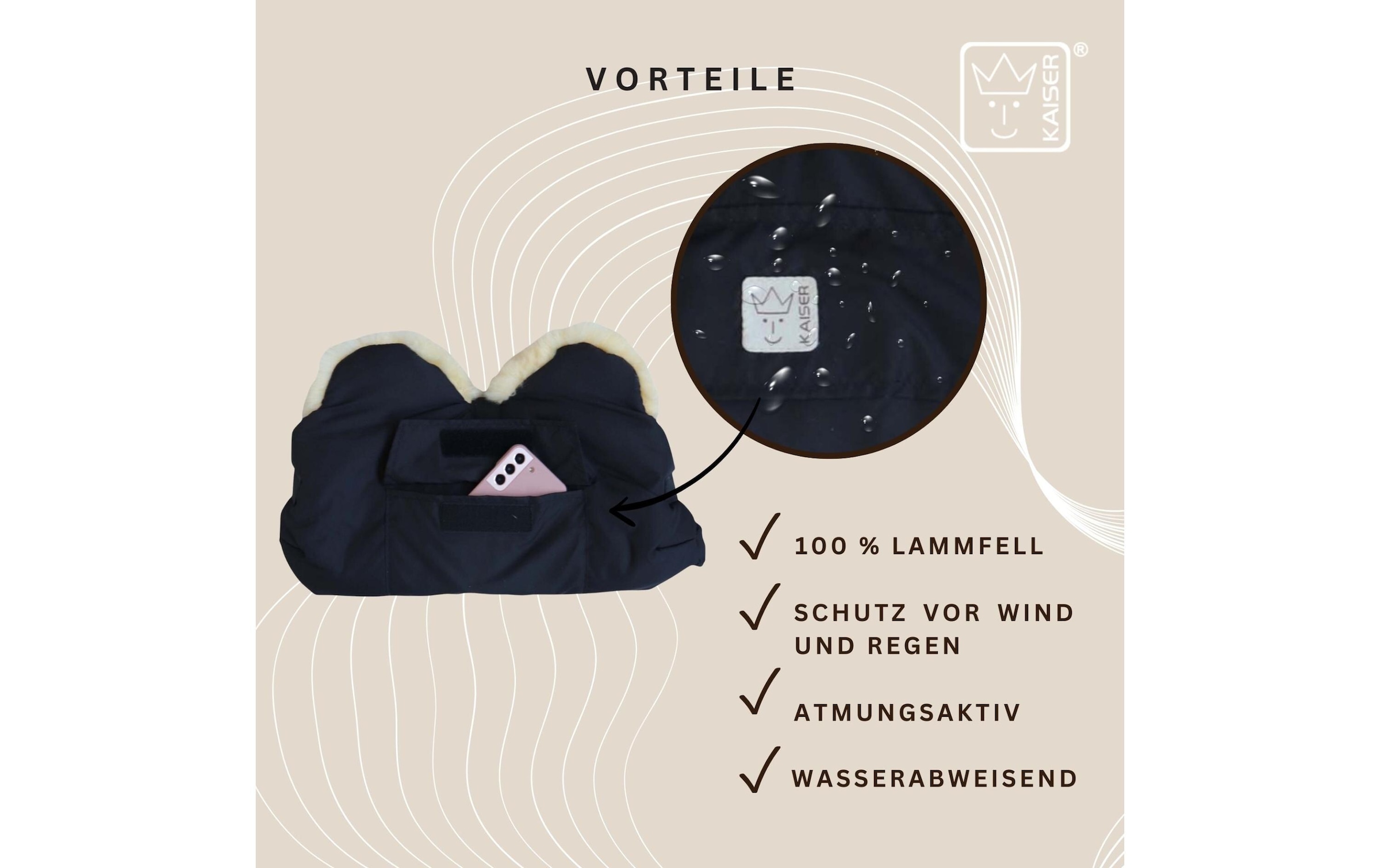 Kaiser Kinderwagen-Handwärmer »Lammfell Big« Handwärmer für den Kinderwagen