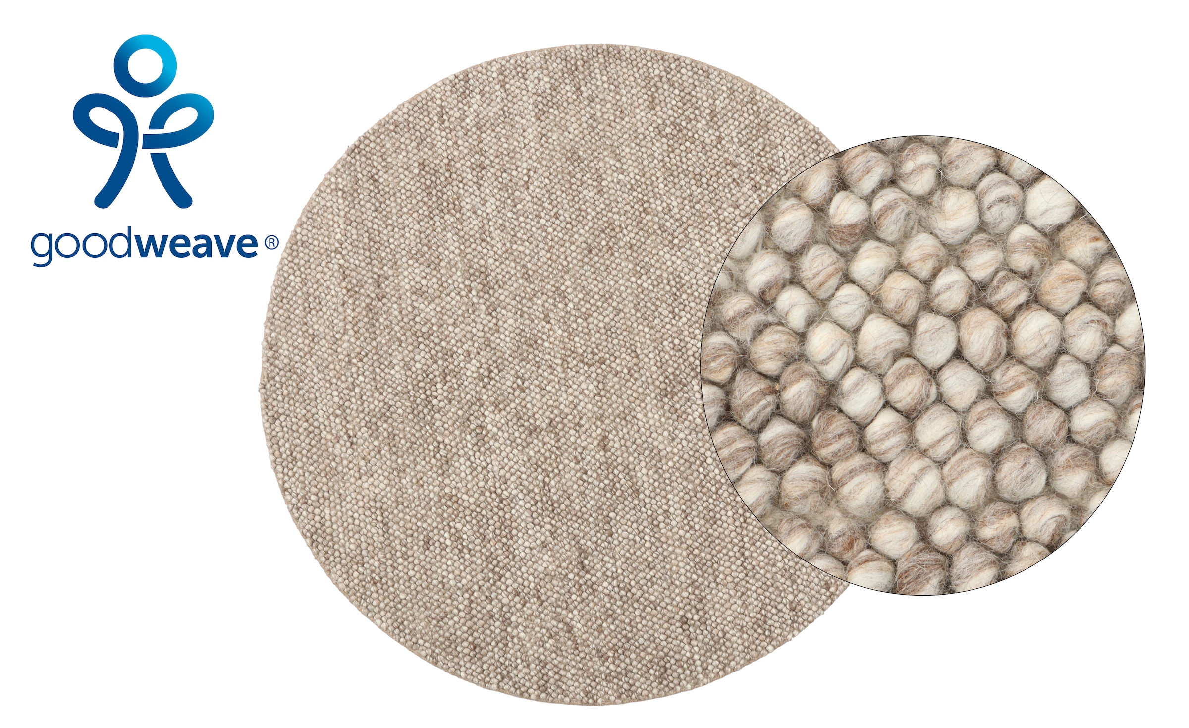 my home Wollteppich »Wolly« rund 14 mm Höhe Wolle, handgewebt, Handweb Teppiche, Wohnzimmer, Schlafzimmer