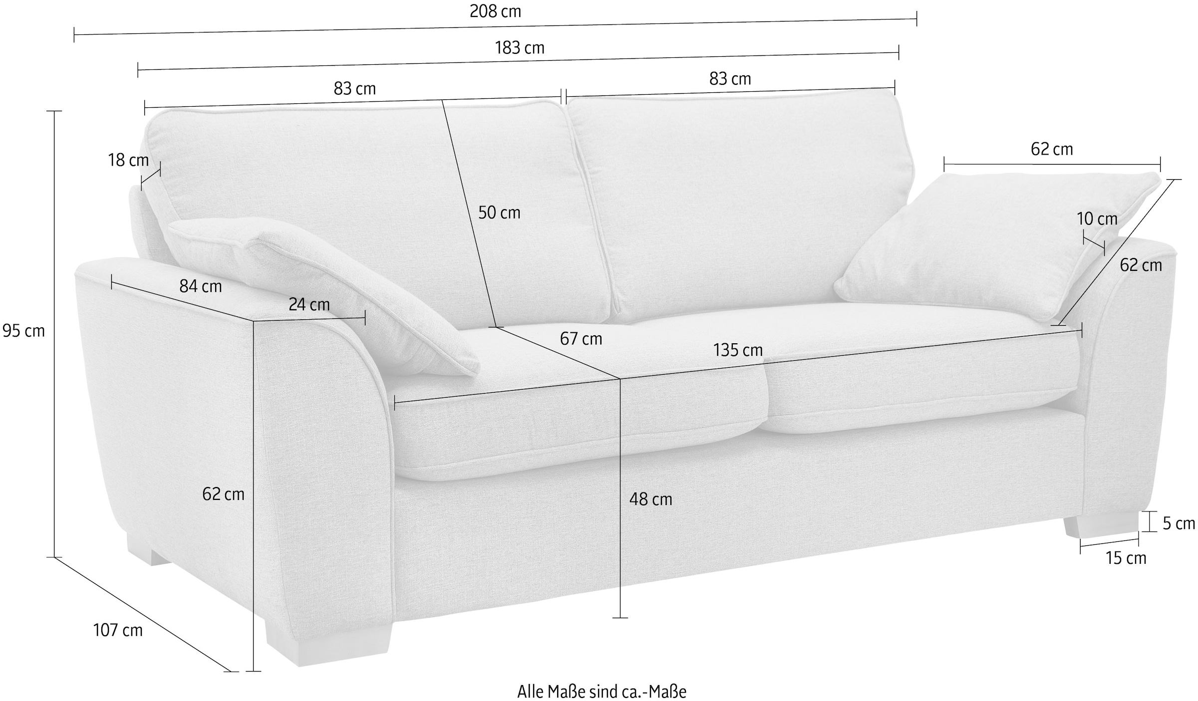 Home affaire 3-Sitzer »Savoy«, gemütliches Sofa mit vielen Kissen, in 2 Bezugsqualitäten