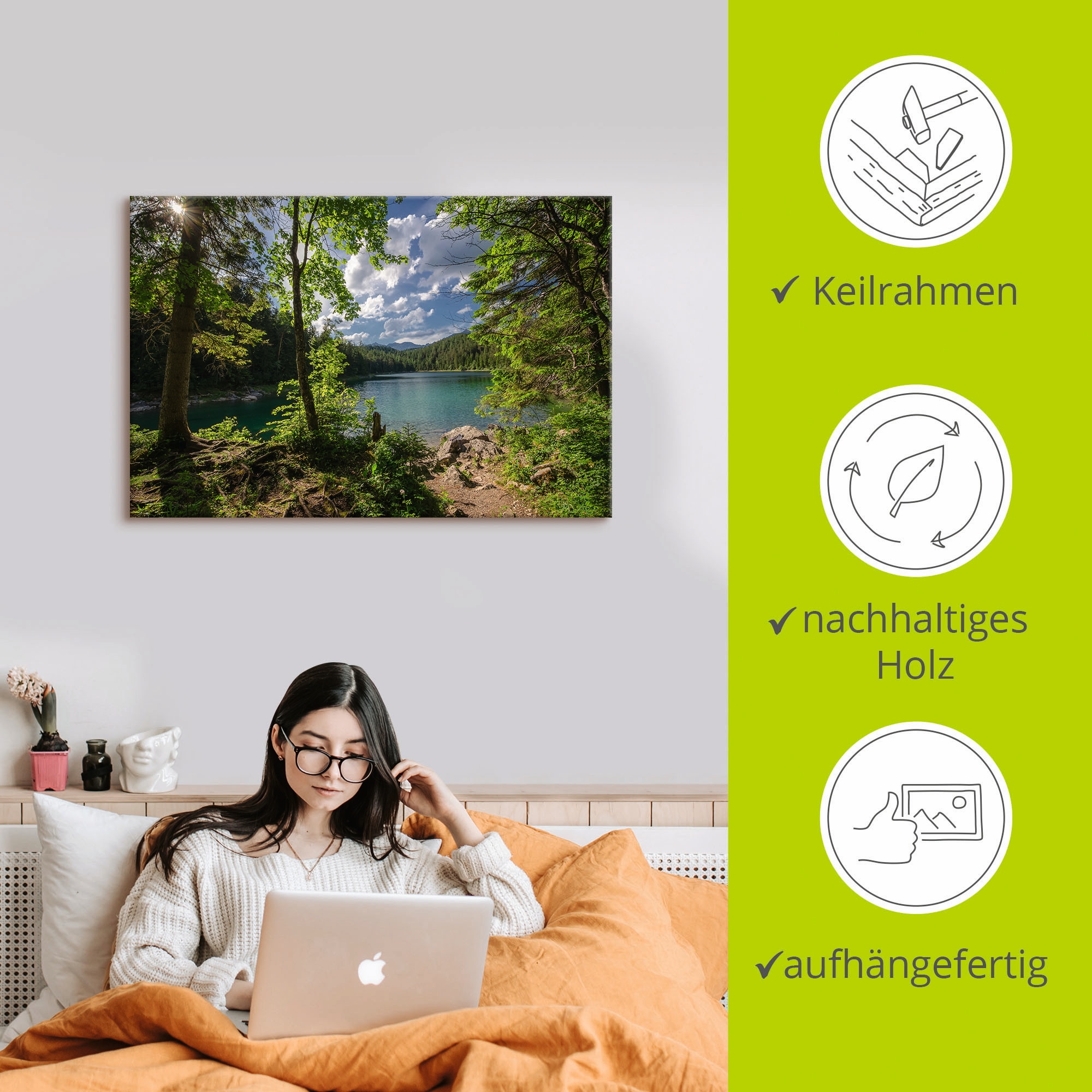 Artland Wandbild »Eibsee«, Gewässer, (1 St.), als Alubild, Outdoorbild, Leinwandbild in verschied. Grössen