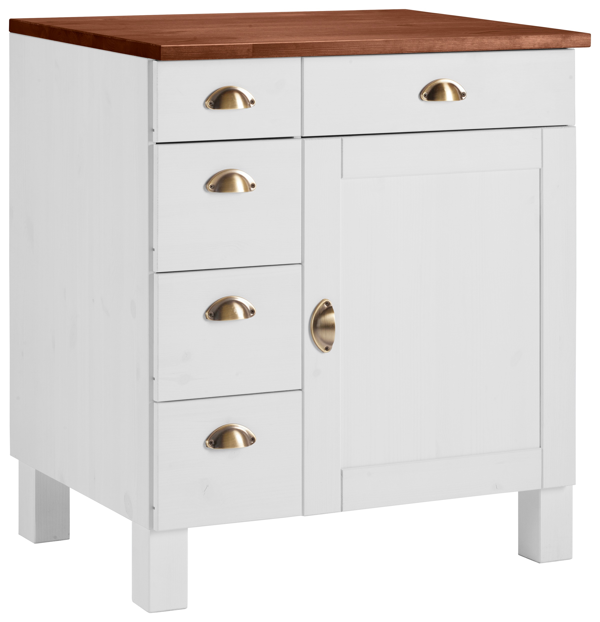 Image of Home affaire Unterschrank »Oslo«, 75 cm breit, 1 Tür, 5 Schubladen, aus massiver Kiefer, Metallgriffe, Landhaus-Optik bei Ackermann Versand Schweiz