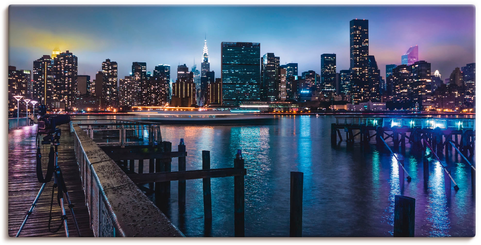 York »New Artland (1 Grössen im als Manhattan oder Wandaufkleber versch. Wandbild Abendlicht«, in St.), Amerika, Leinwandbild, Poster