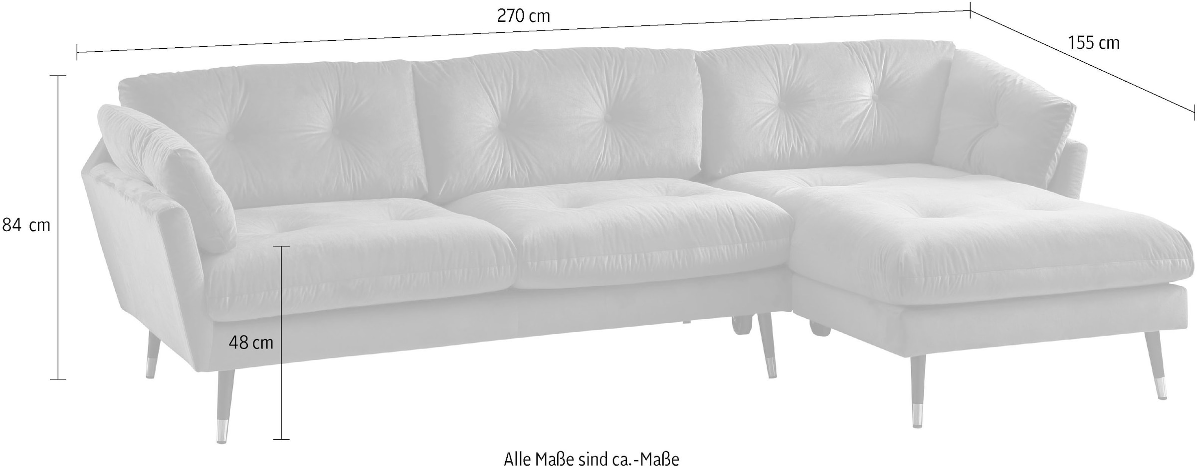 Trends by HG Ecksofa »Japan L-Form«, mit Fuss in Holz-Metallkombination, Recamiere rechts oder links