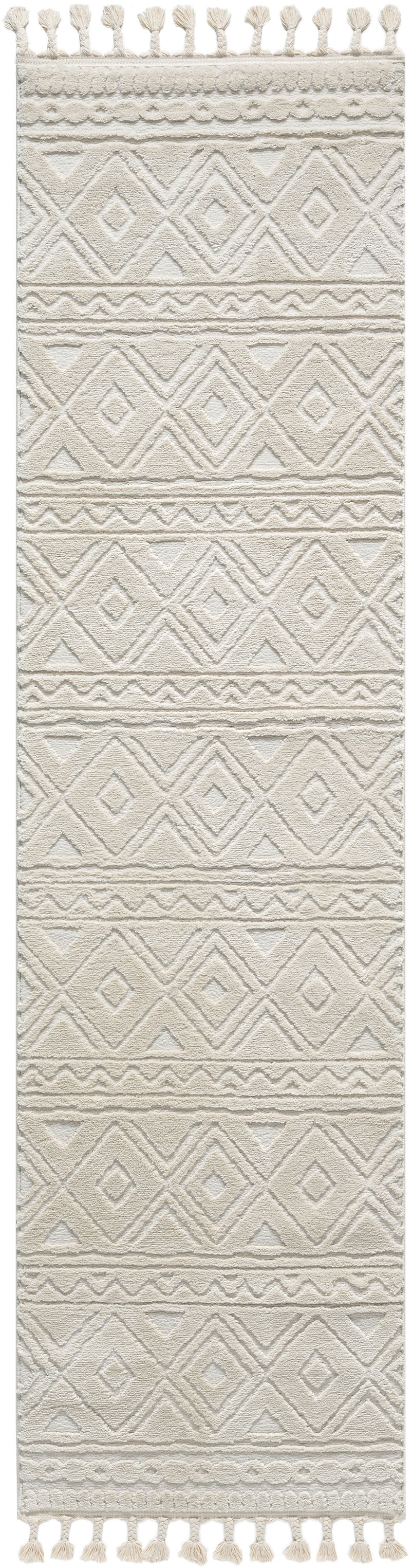 GOODproduct Läufer »Bonvo 80x300 cm« rechteckig 19 mm Höhe mit Fransen, Hoch-Tief-Struktur, Wohnzimmer, Schlafzimmer