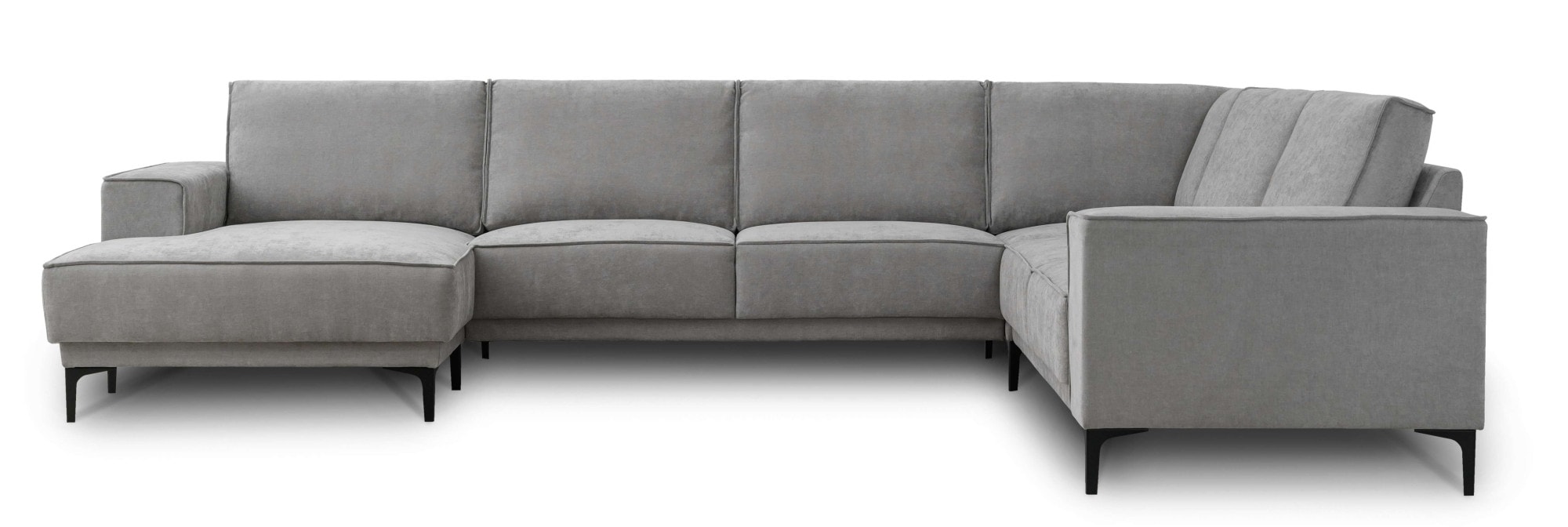 Places of Style Wohnlandschaft »XXL Sofa Oland, Struktur, Flachgewebe, Luxus-Microfaser, Boucle«, U-Form, 342 cm, Wellenunterfederung, Skandi-Design, Metallfüsse