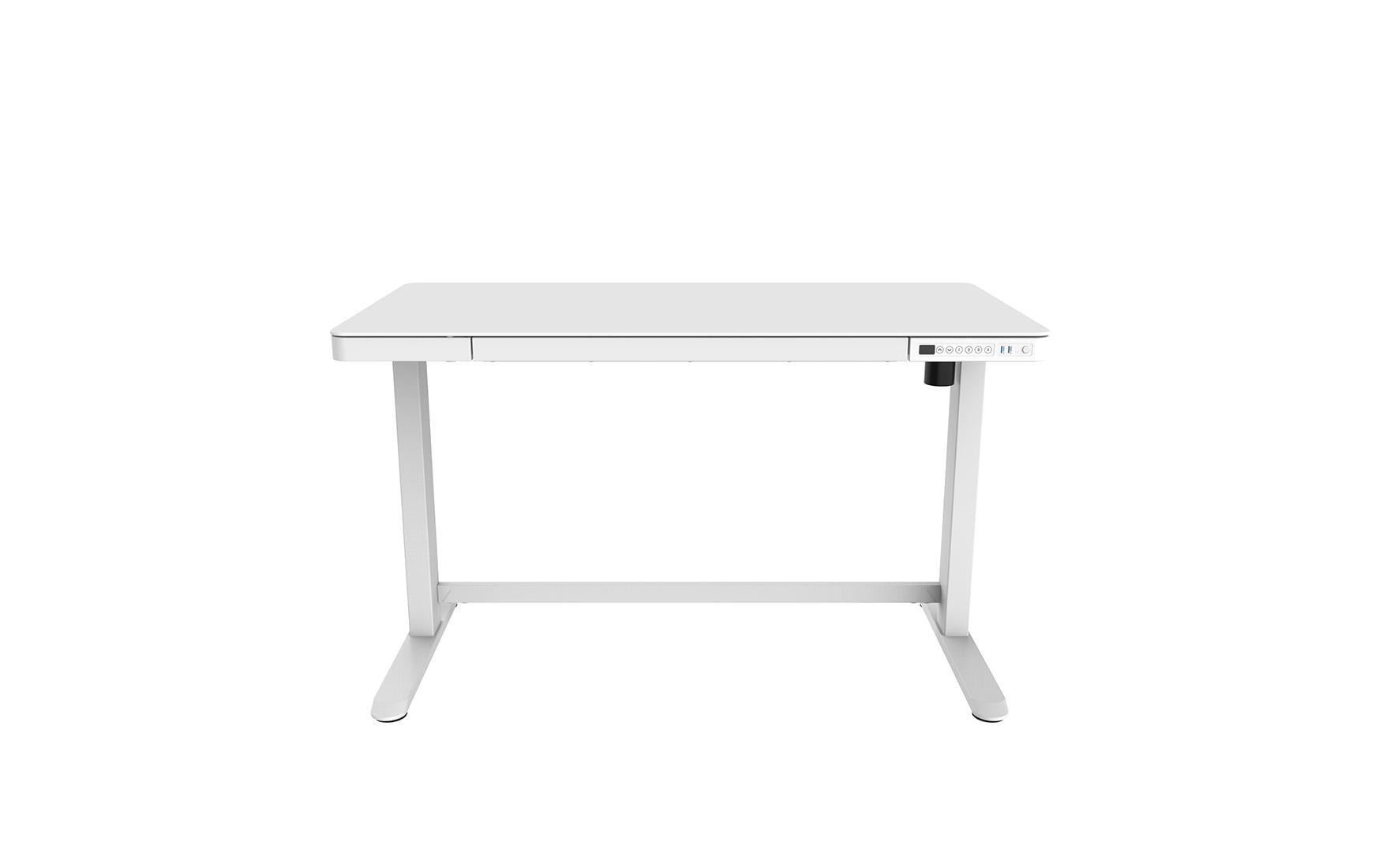 Image of Schreibtisch "Contini ET118, 120 x 60 cm, mit Tischplatte Glas, Weiss"